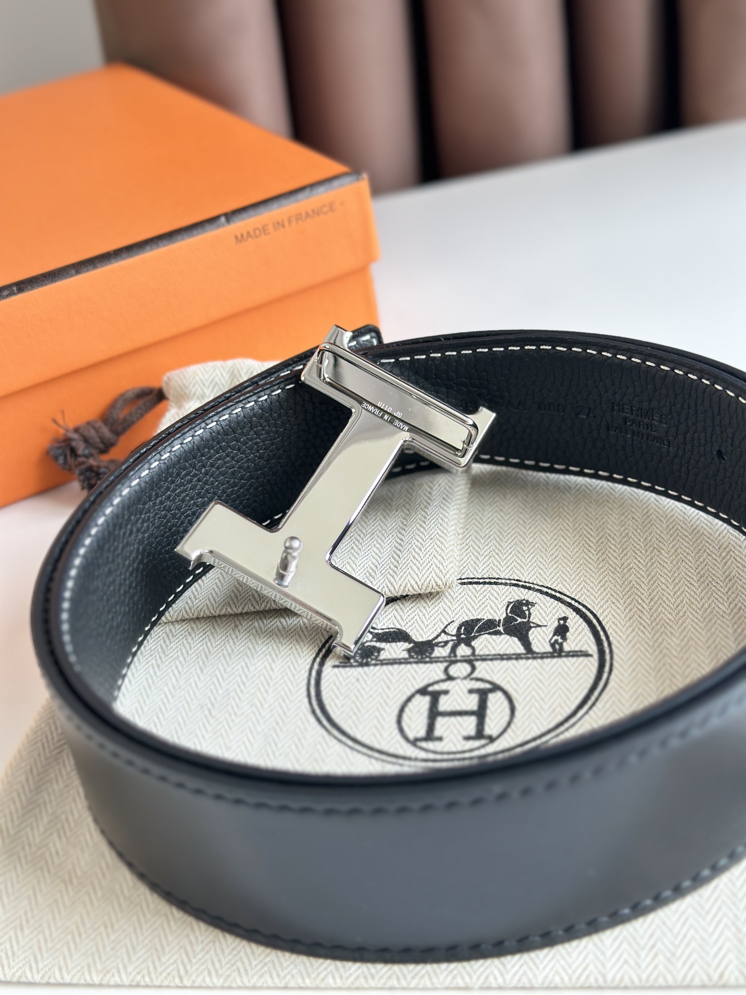 Hermès Male Leather Belt Cow Leather S-m
