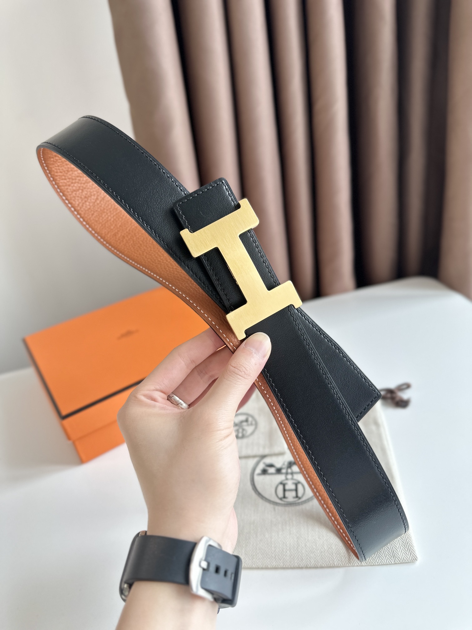 Hermès Male Leather Belt Cow Leather S-m