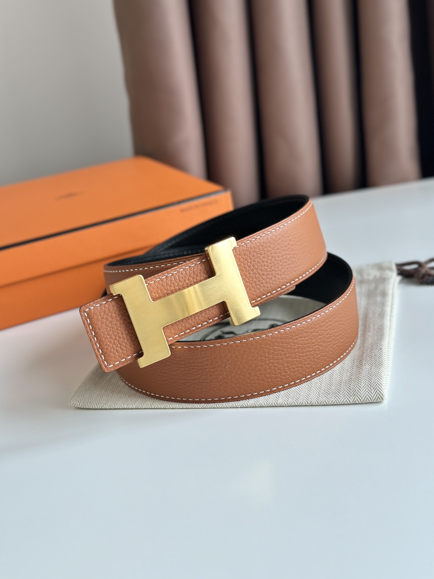 Hermès Male Leather Belt Cow Leather S-m