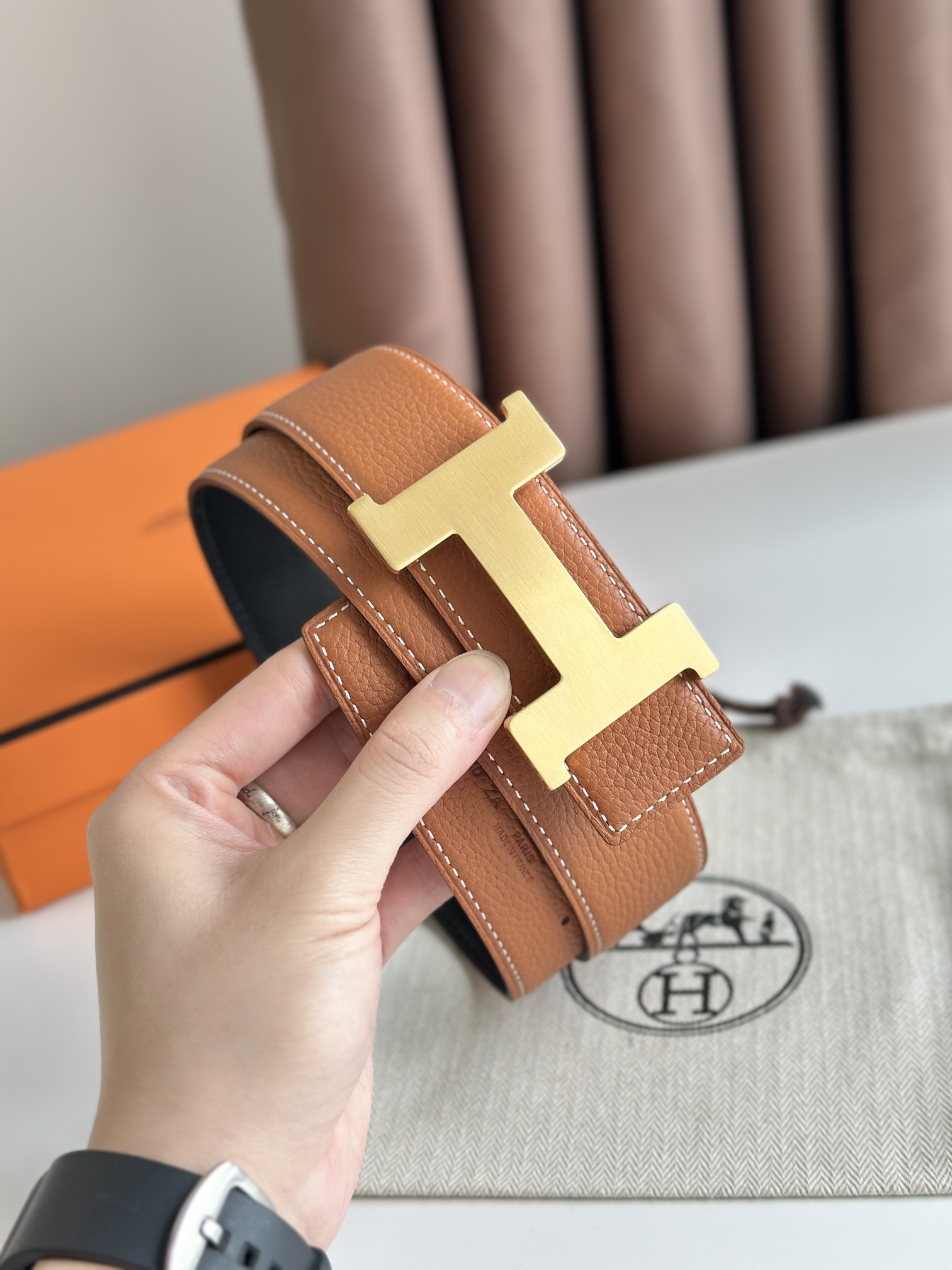 Hermès Male Leather Belt Cow Leather S-m