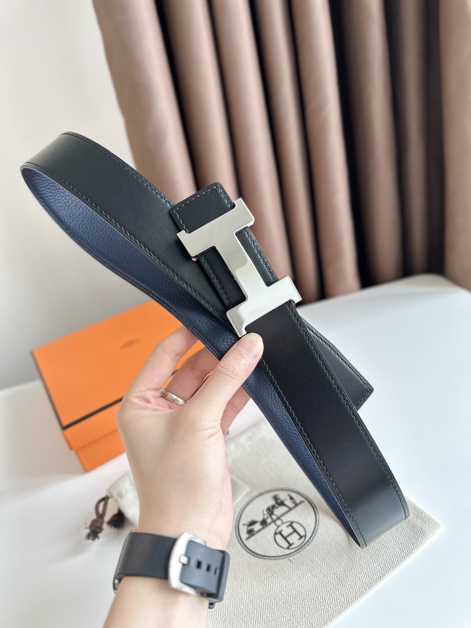Hermès Male Leather Belt Cow Leather S-m