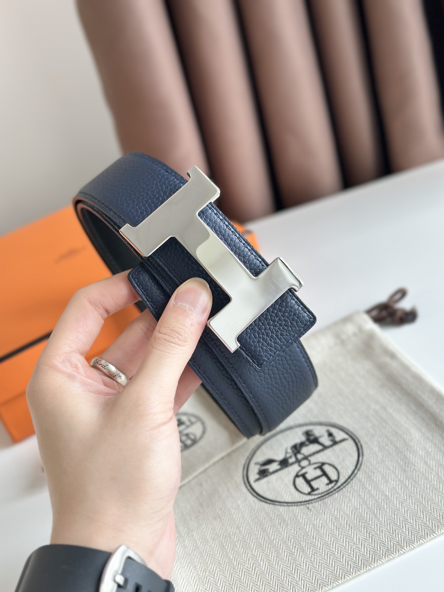 Hermès Male Leather Belt Cow Leather S-m