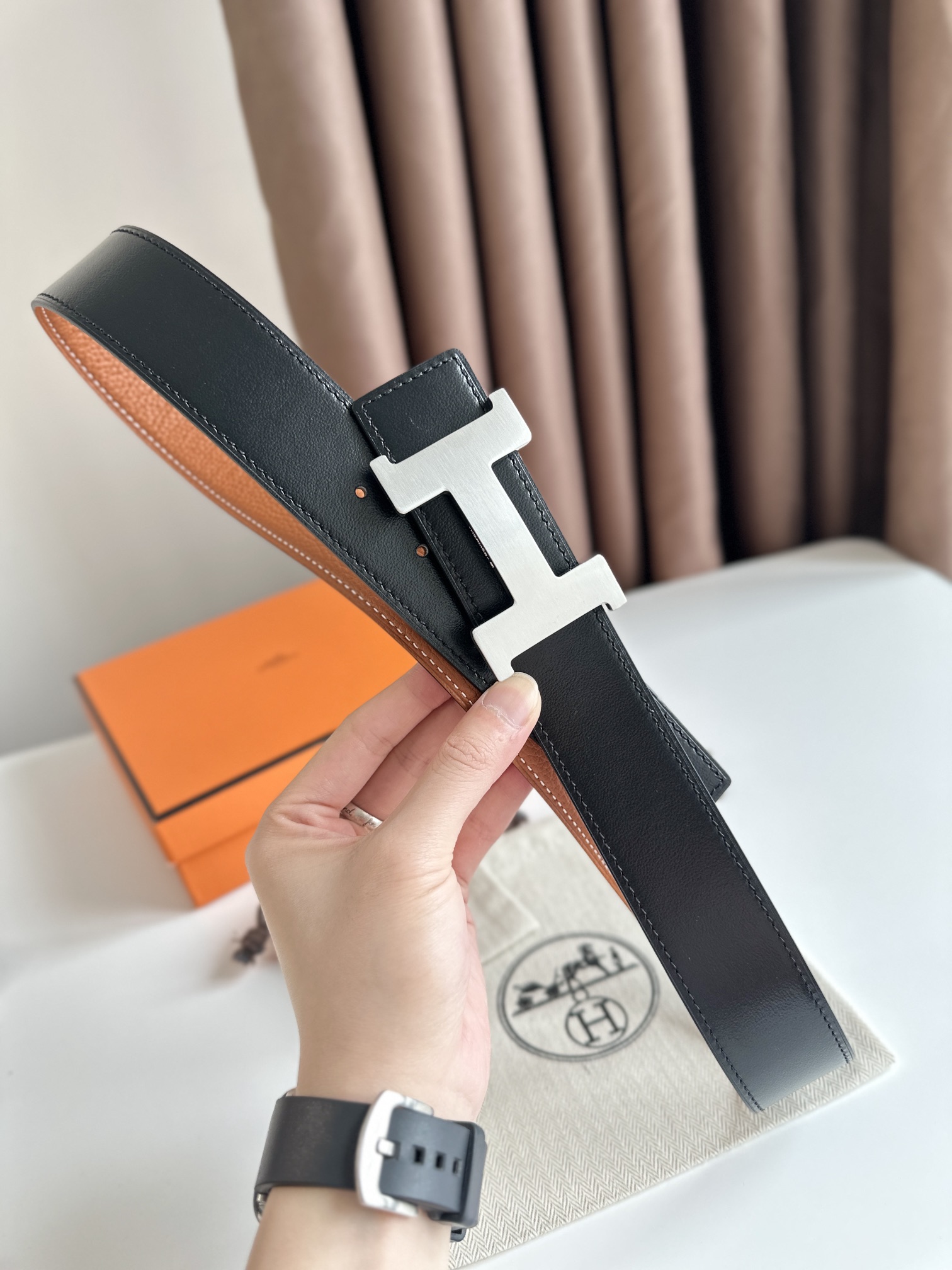 Hermès Male Leather Belt Cow Leather S-m