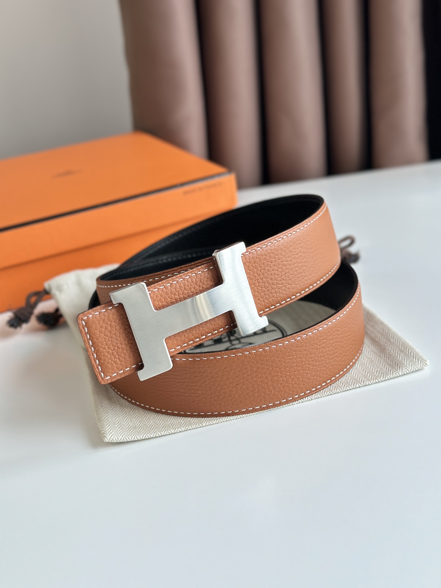Hermès Male Leather Belt Cow Leather S-m