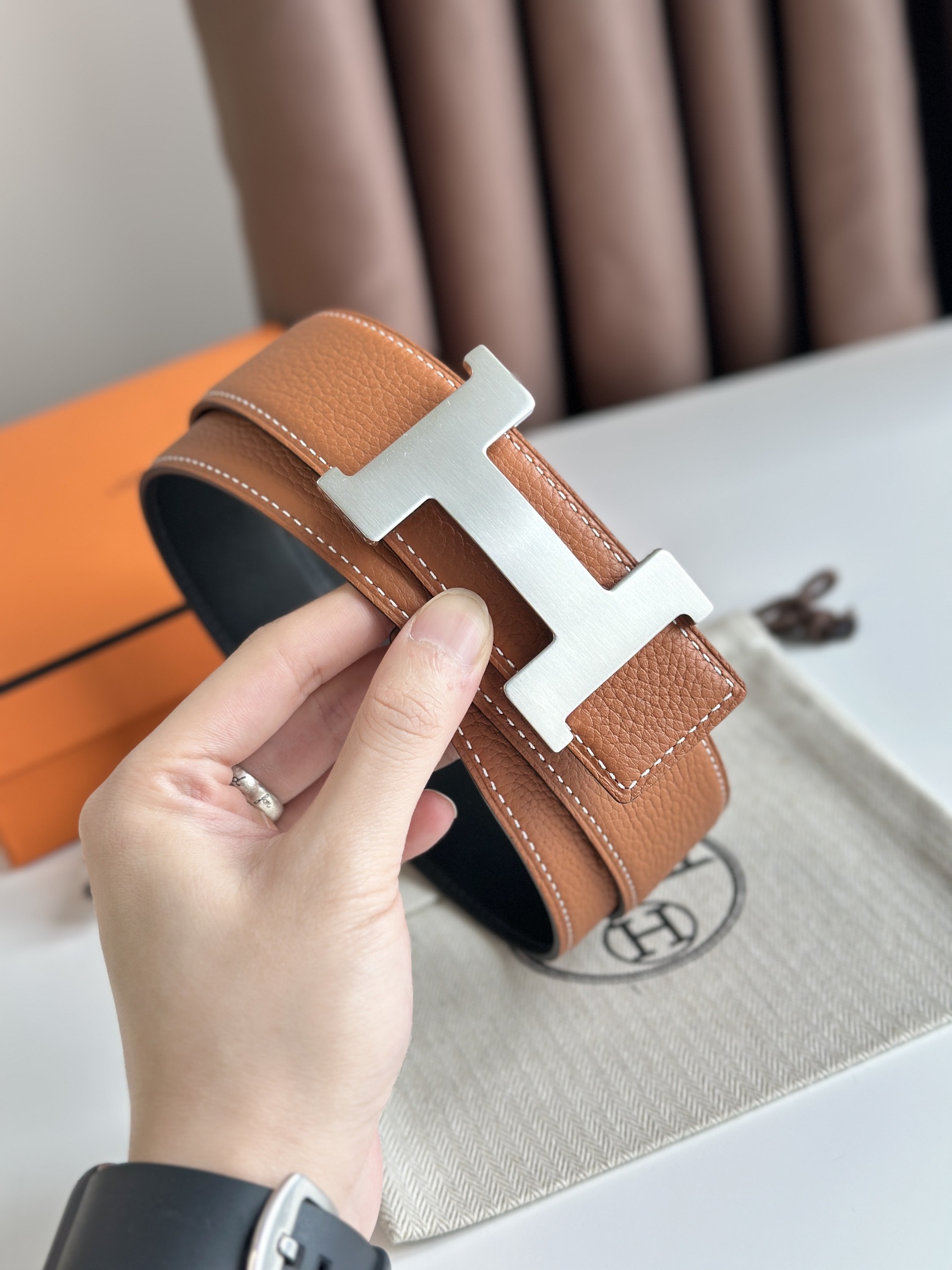 Hermès Male Leather Belt Cow Leather S-m