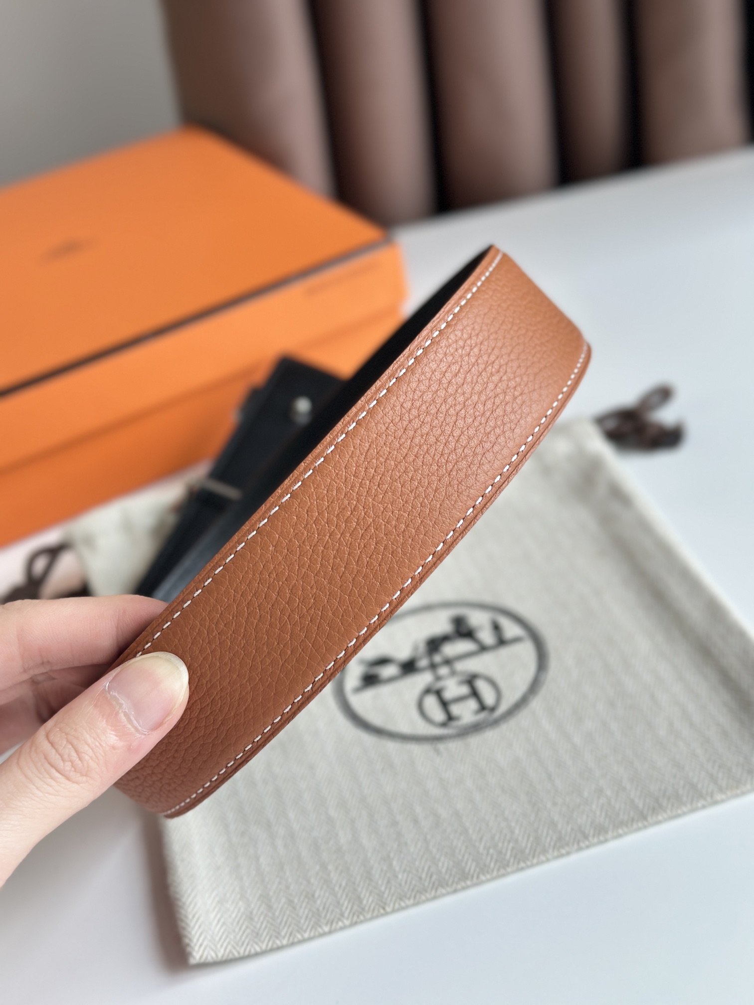 Hermès Male Leather Belt Cow Leather S-m