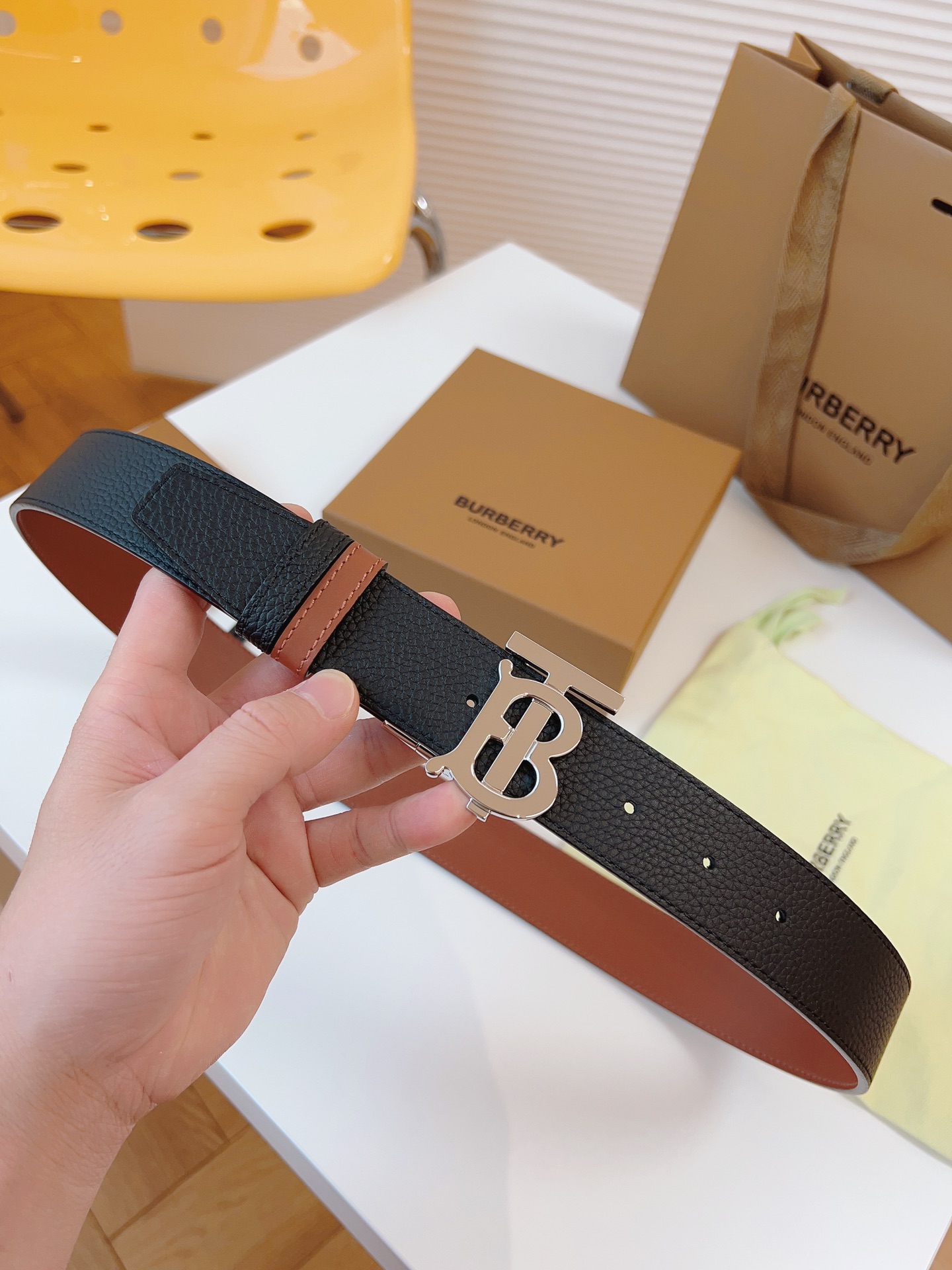 Burberry Male Leather Belt Top Grain Leather 34mm