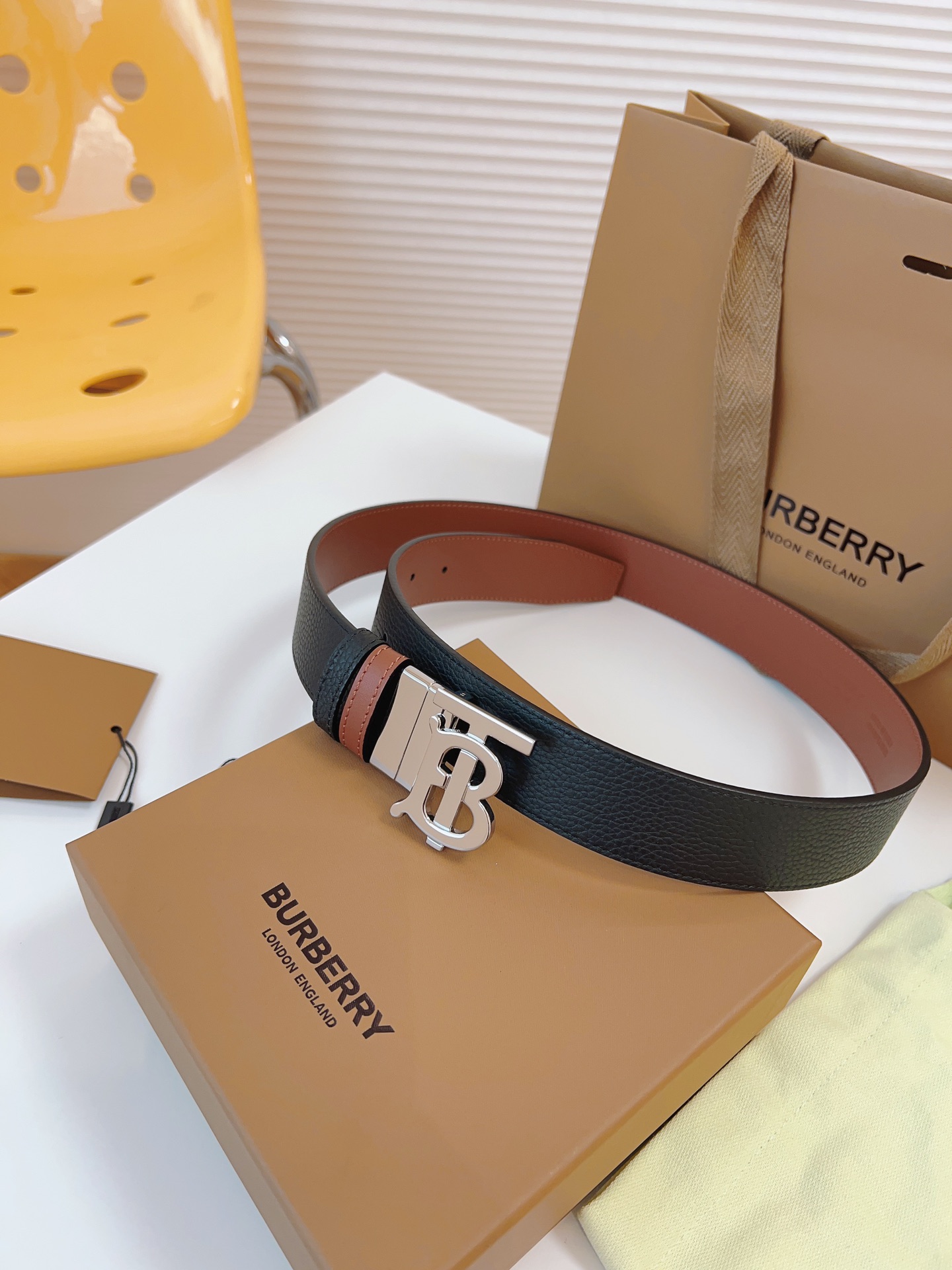 Burberry Male Leather Belt Top Grain Leather 34mm