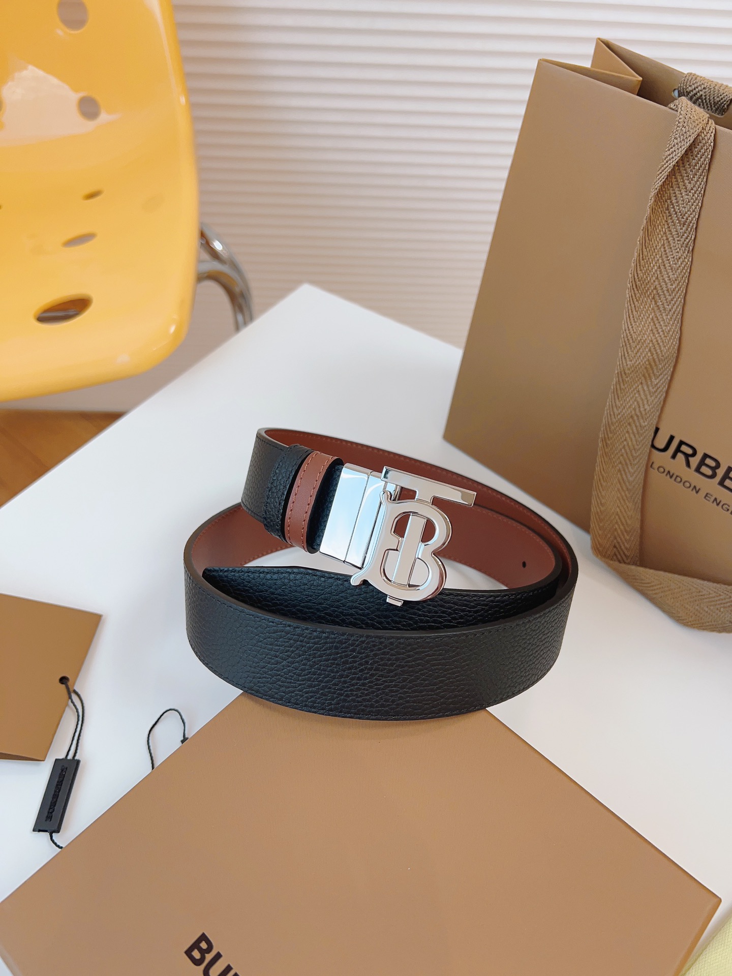 Burberry Male Leather Belt Top Grain Leather 34mm