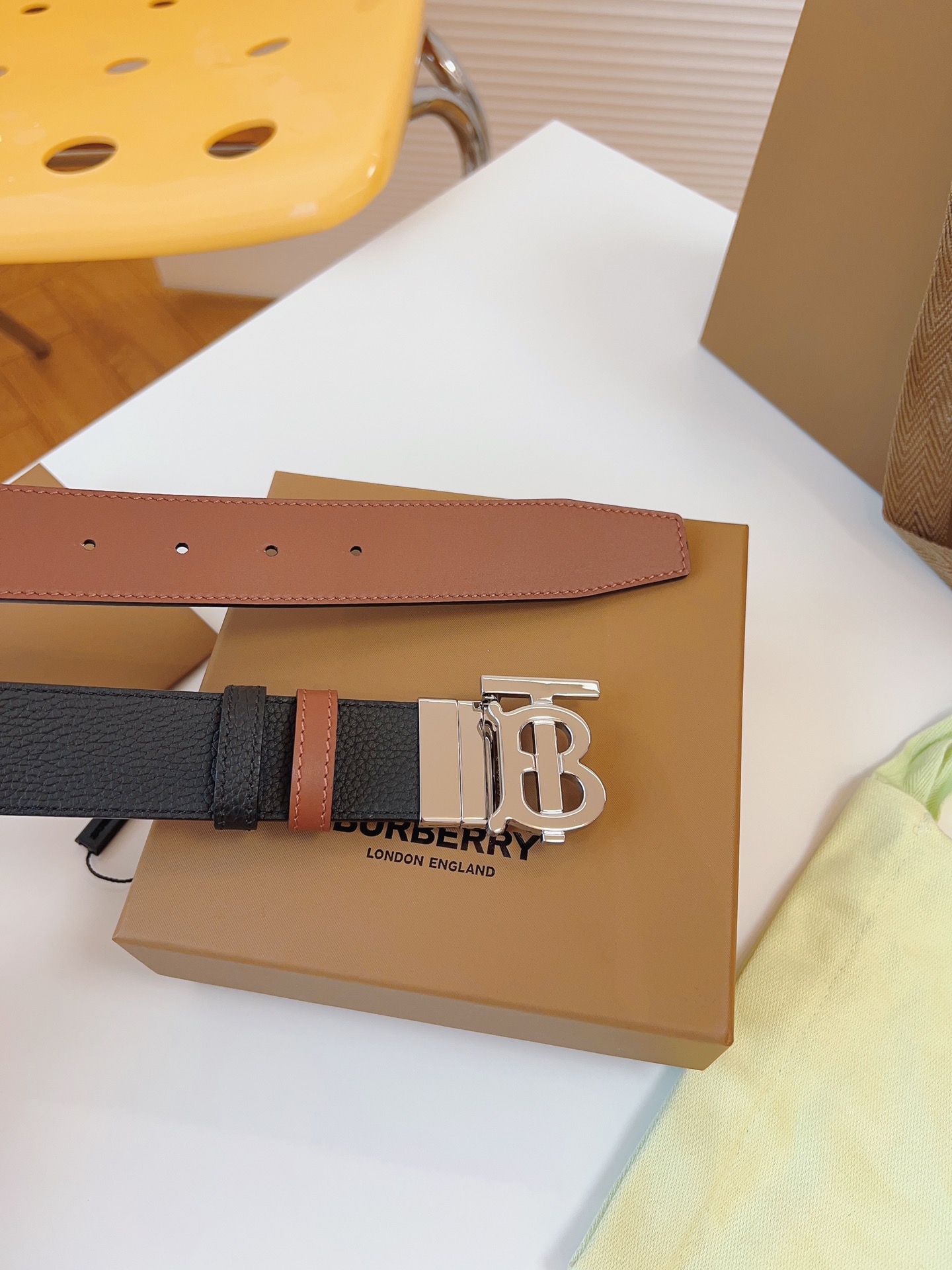 Burberry Male Leather Belt Top Grain Leather 34mm