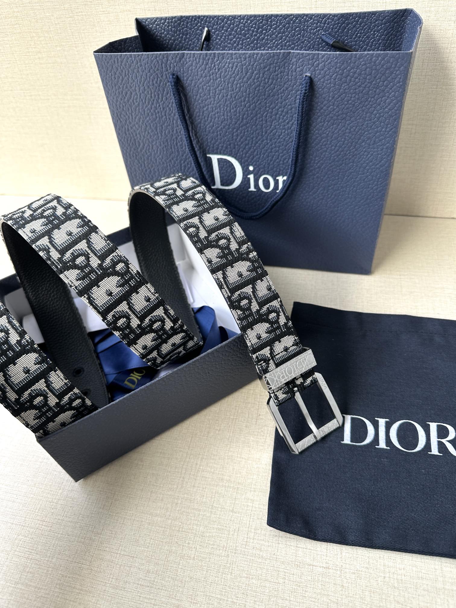 Dior Male Pin Buckle Belt Cow Leather Brown Adjustable M