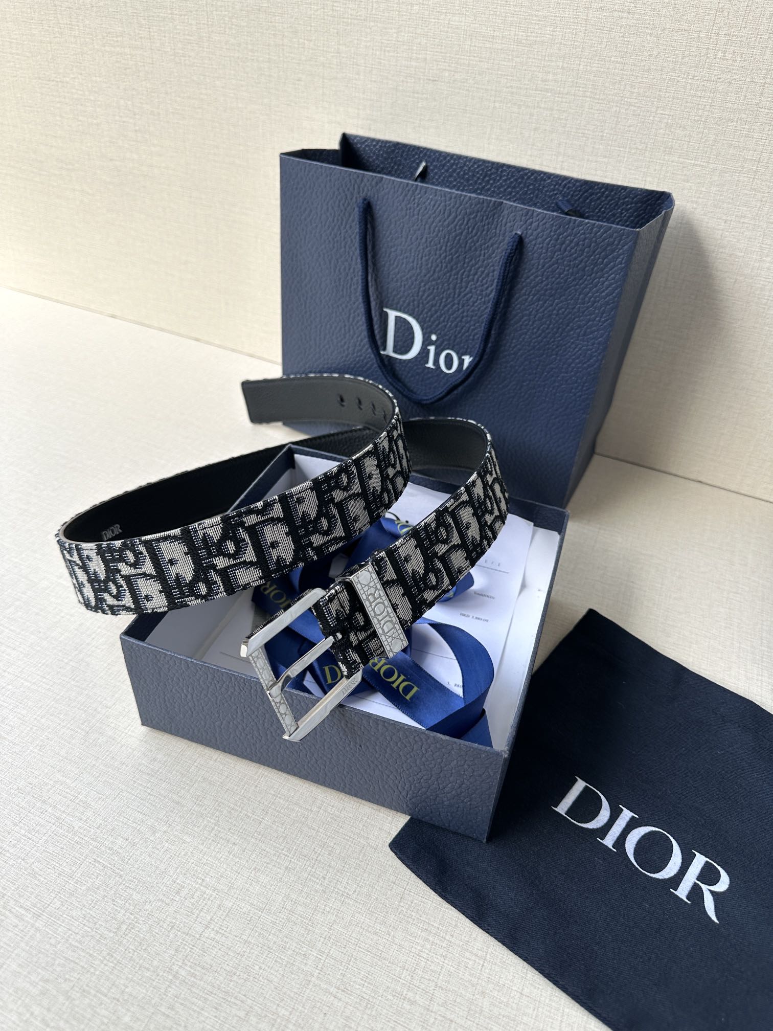 Dior Male Pin Buckle Belt Cow Leather Brown Adjustable M