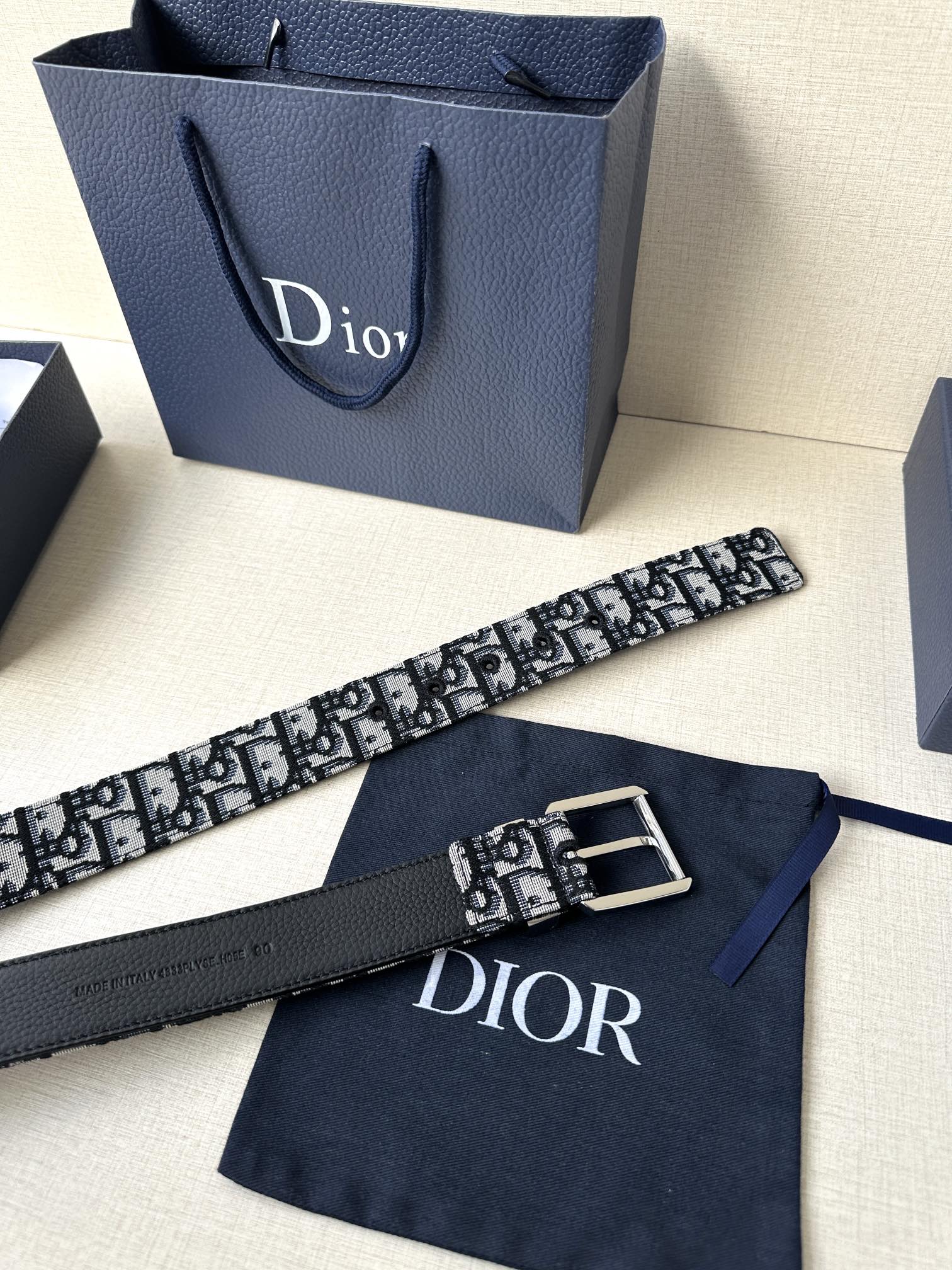 Dior Male Pin Buckle Belt Cow Leather Brown Adjustable M