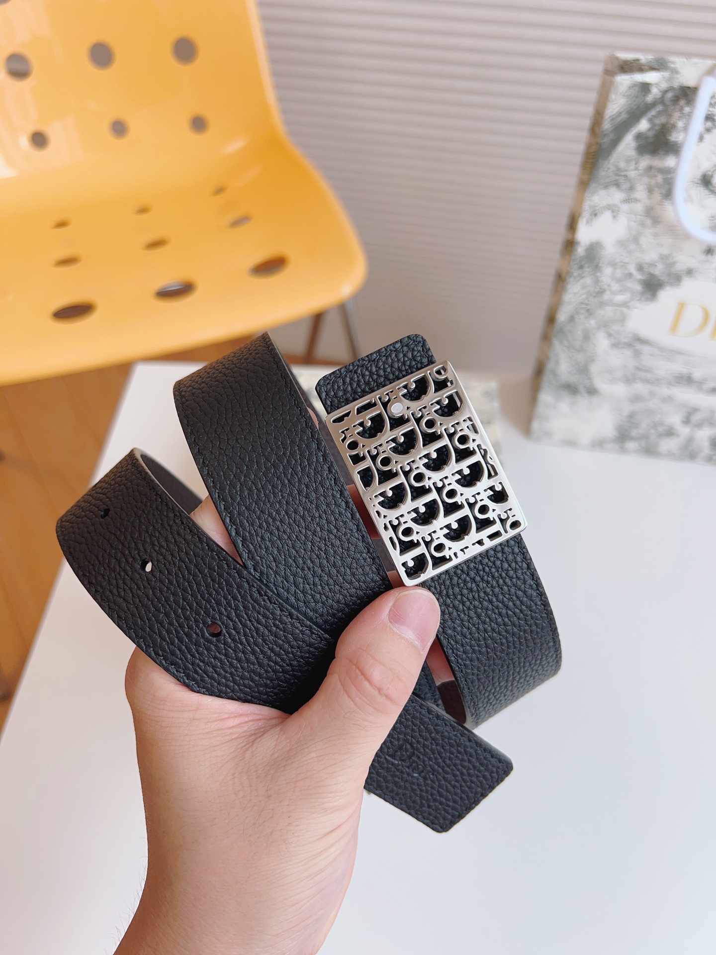 Dior Male Leather Belt Top Grain Leather 35mm