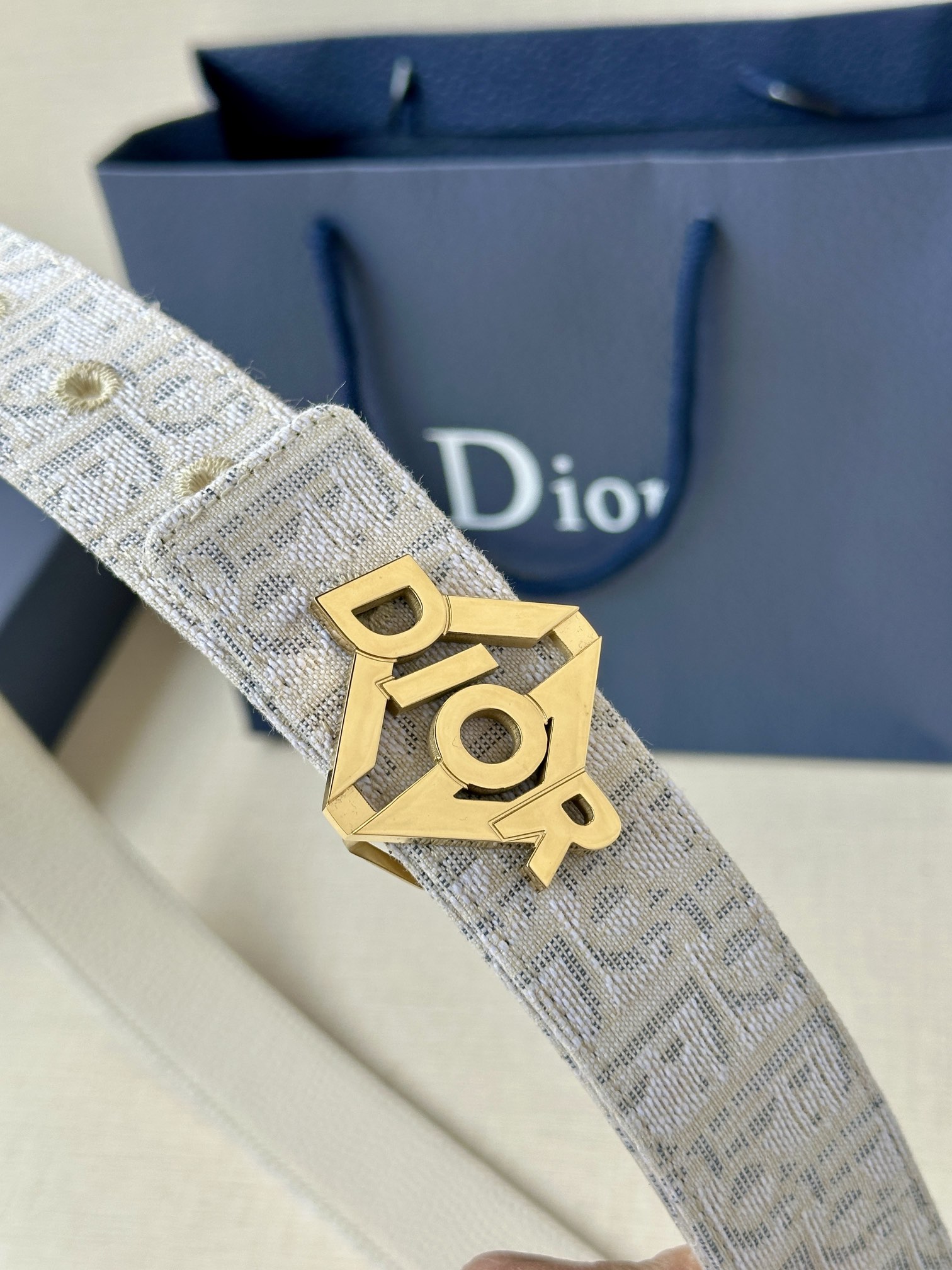 Dior Male Basic Belt Cow Leather Beige M-l