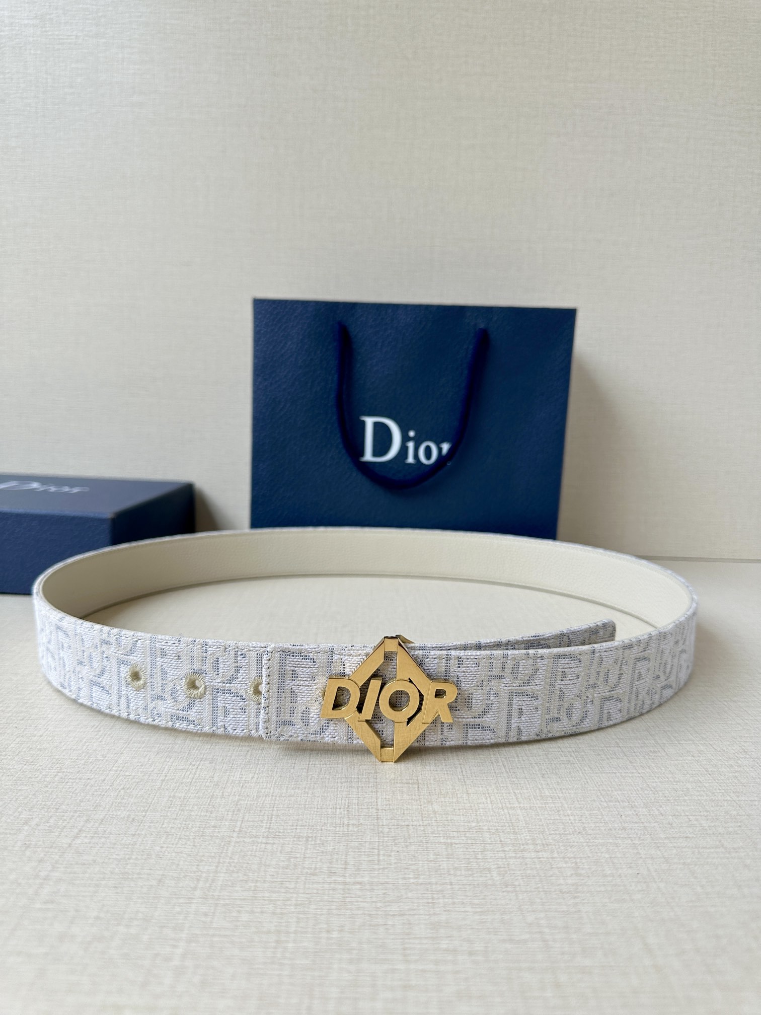Dior Male Basic Belt Cow Leather Beige M-l