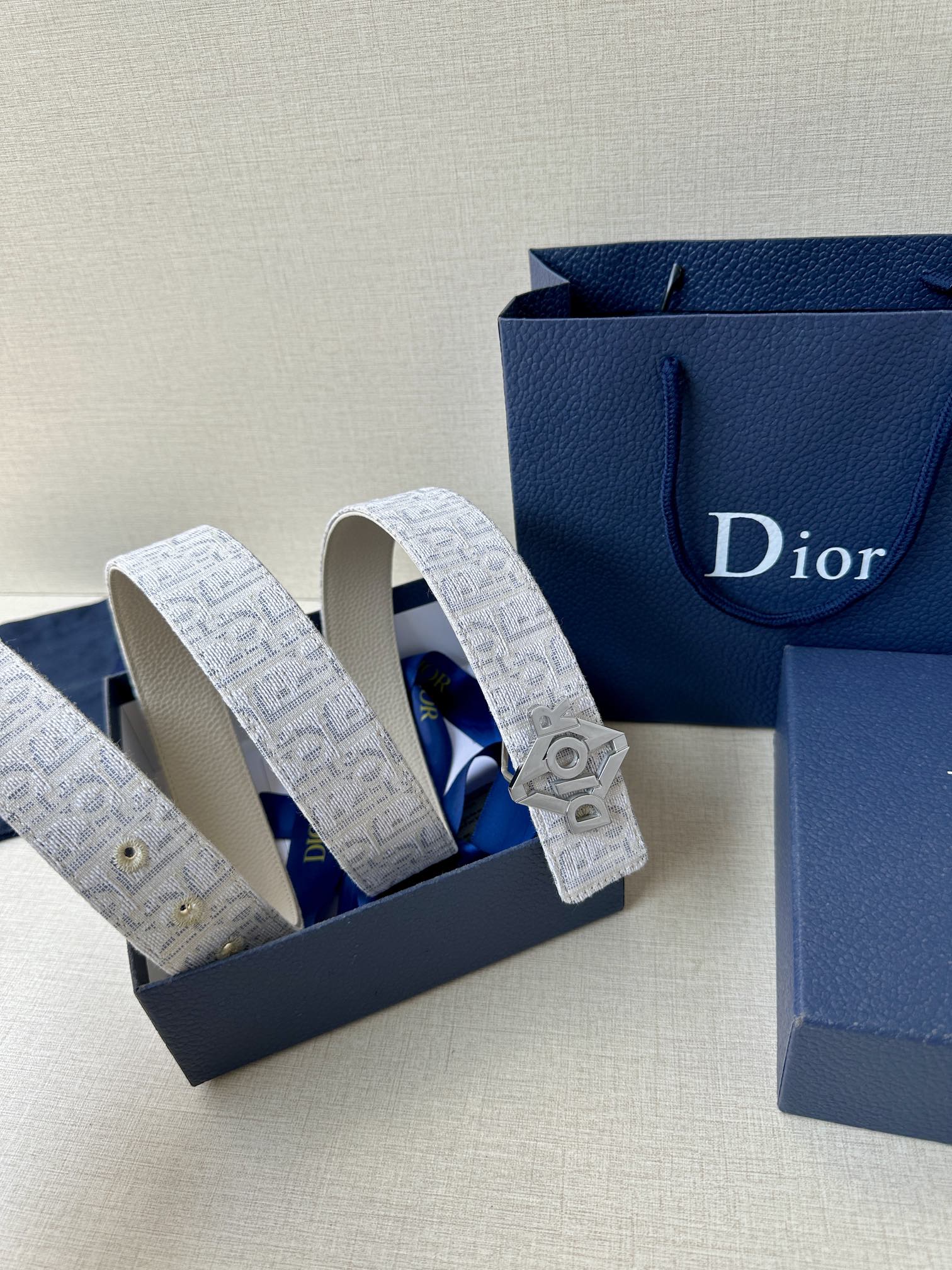 Dior Male Basic Belt Cow Leather Beige M-l