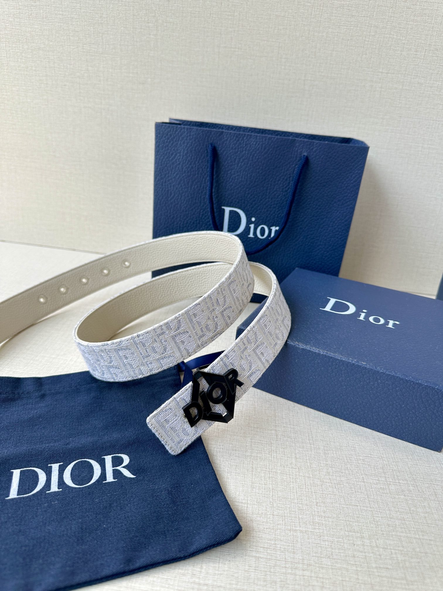 Dior Male Basic Belt Cow Leather Beige M-l