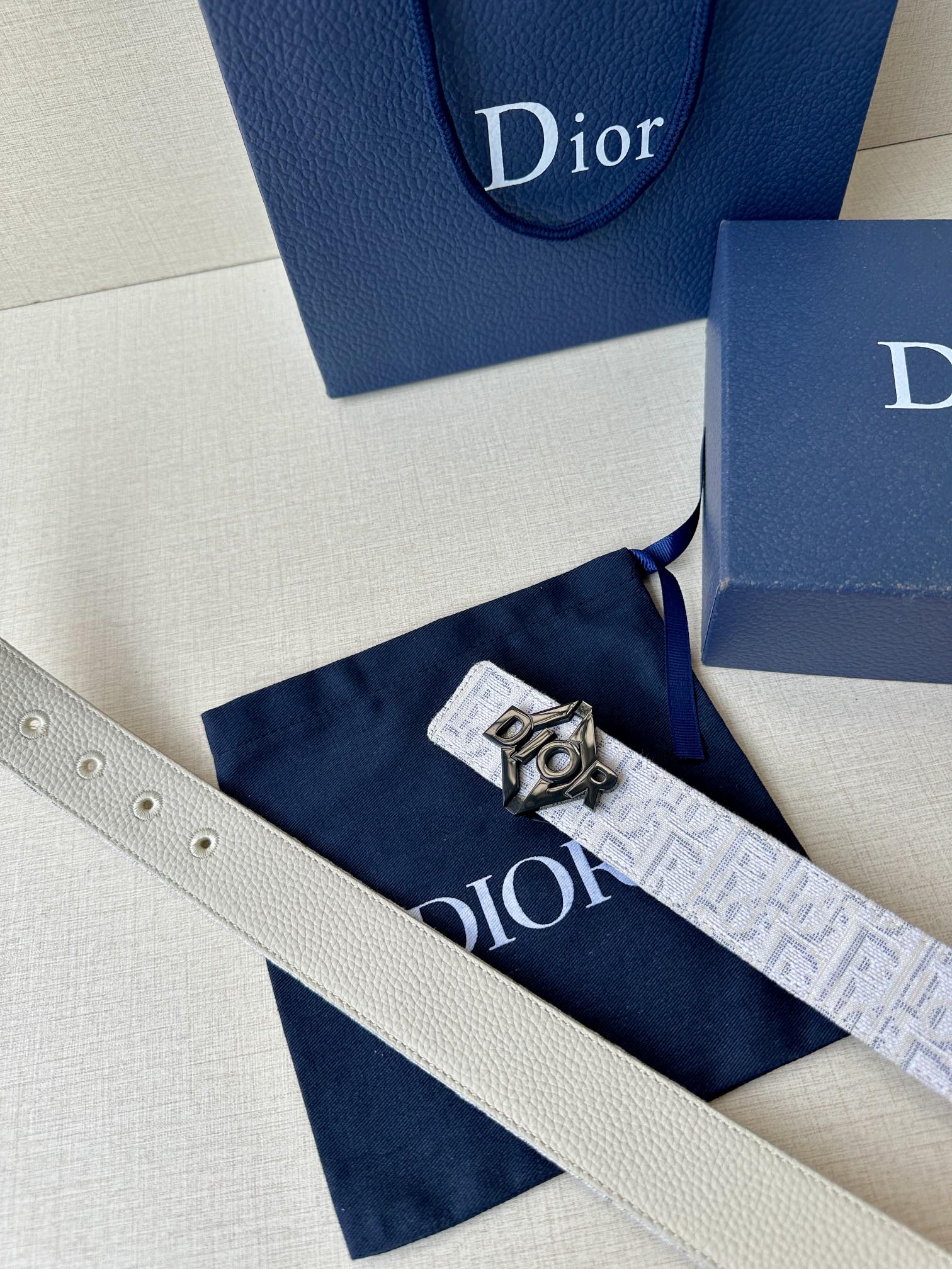 Dior Male Basic Belt Cow Leather Beige M-l