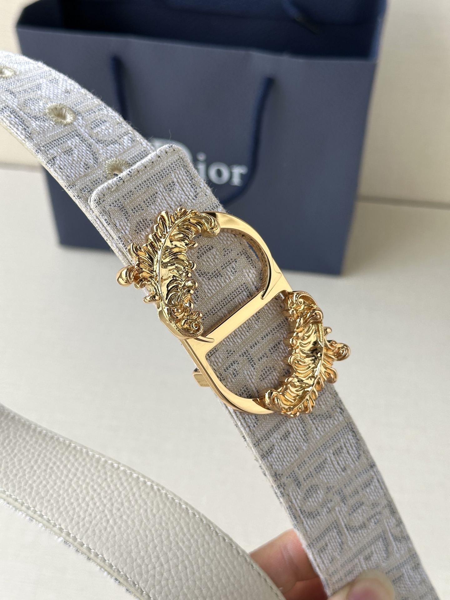 Dior Male Basic Belt Gold M-l