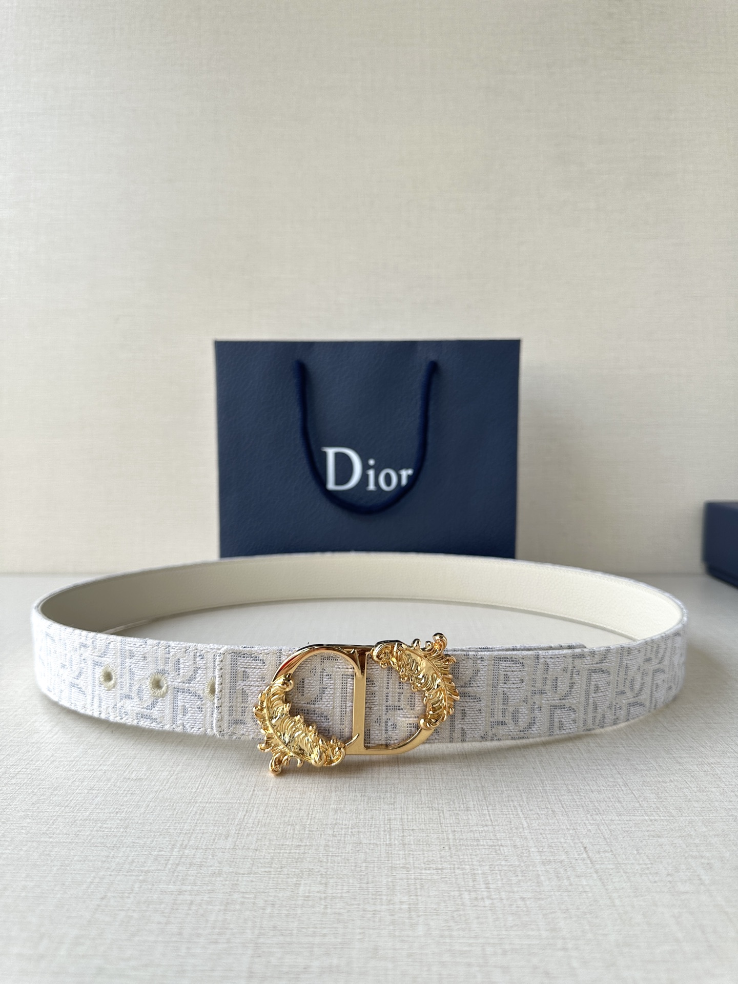 Dior Male Basic Belt Gold M-l