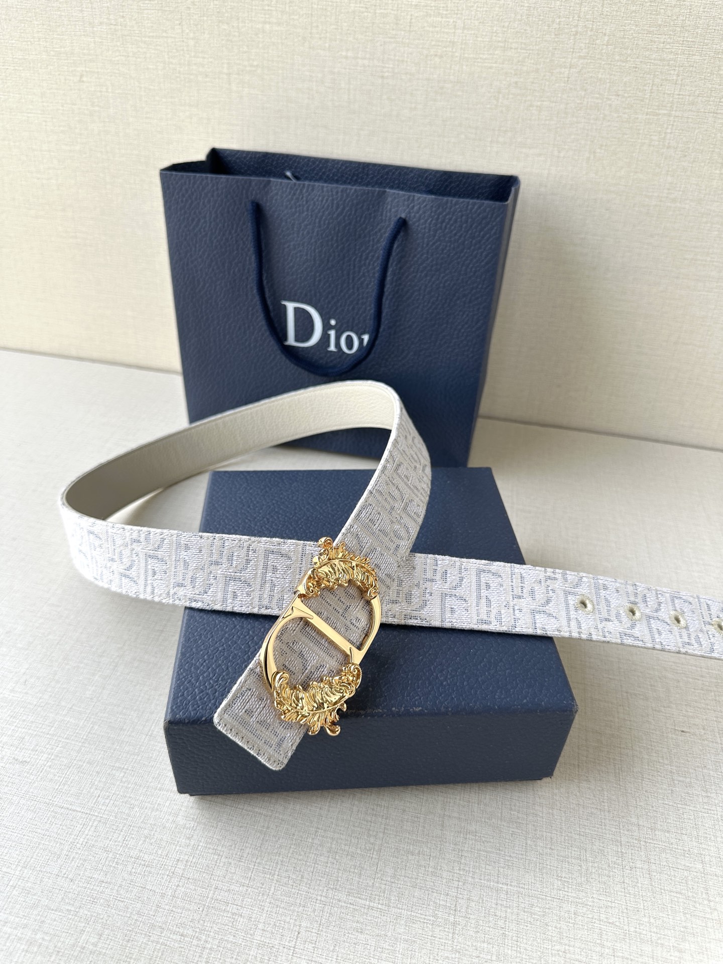 Dior Male Basic Belt Gold M-l