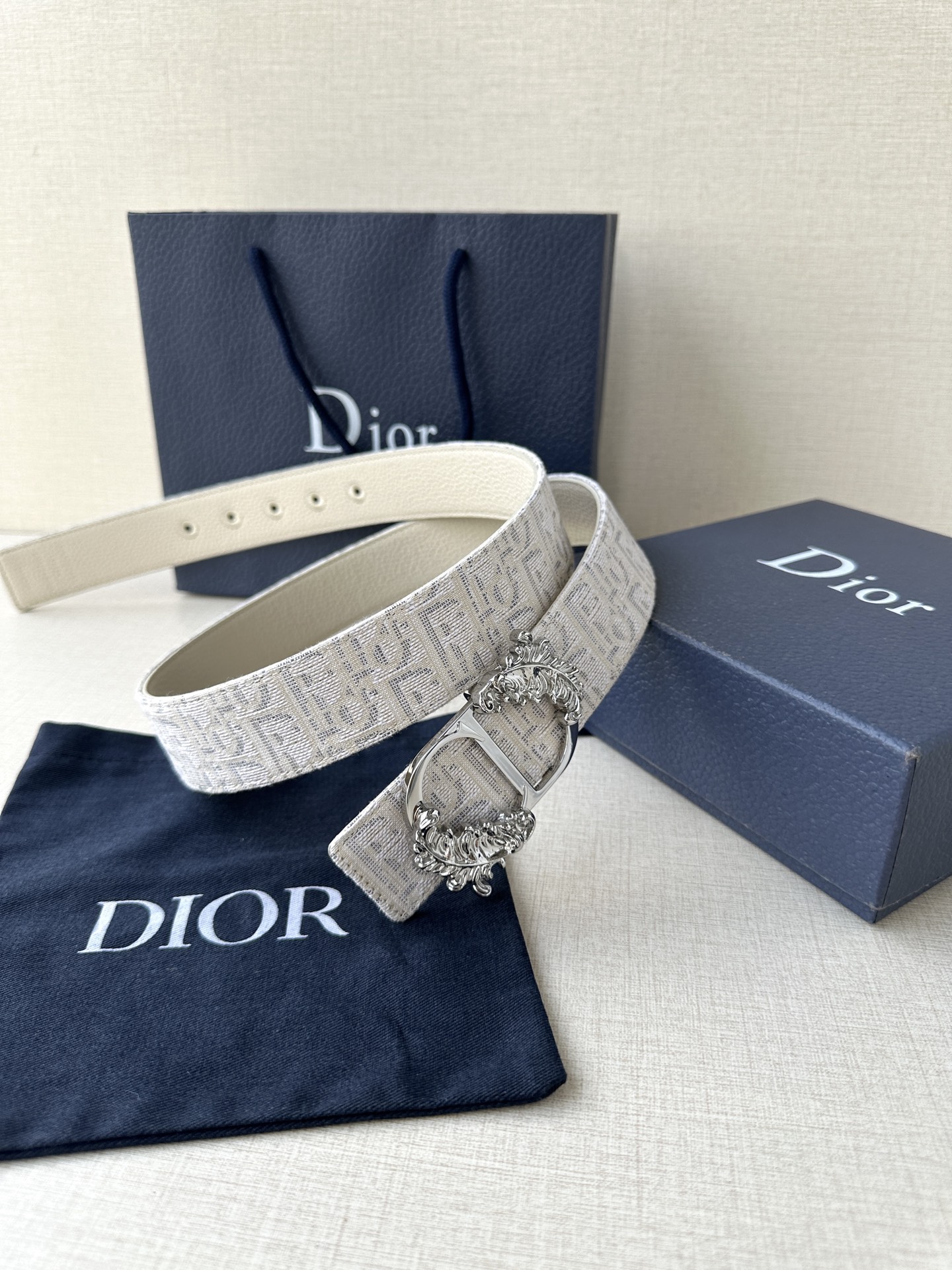 Dior Male Basic Belt Gold M-l