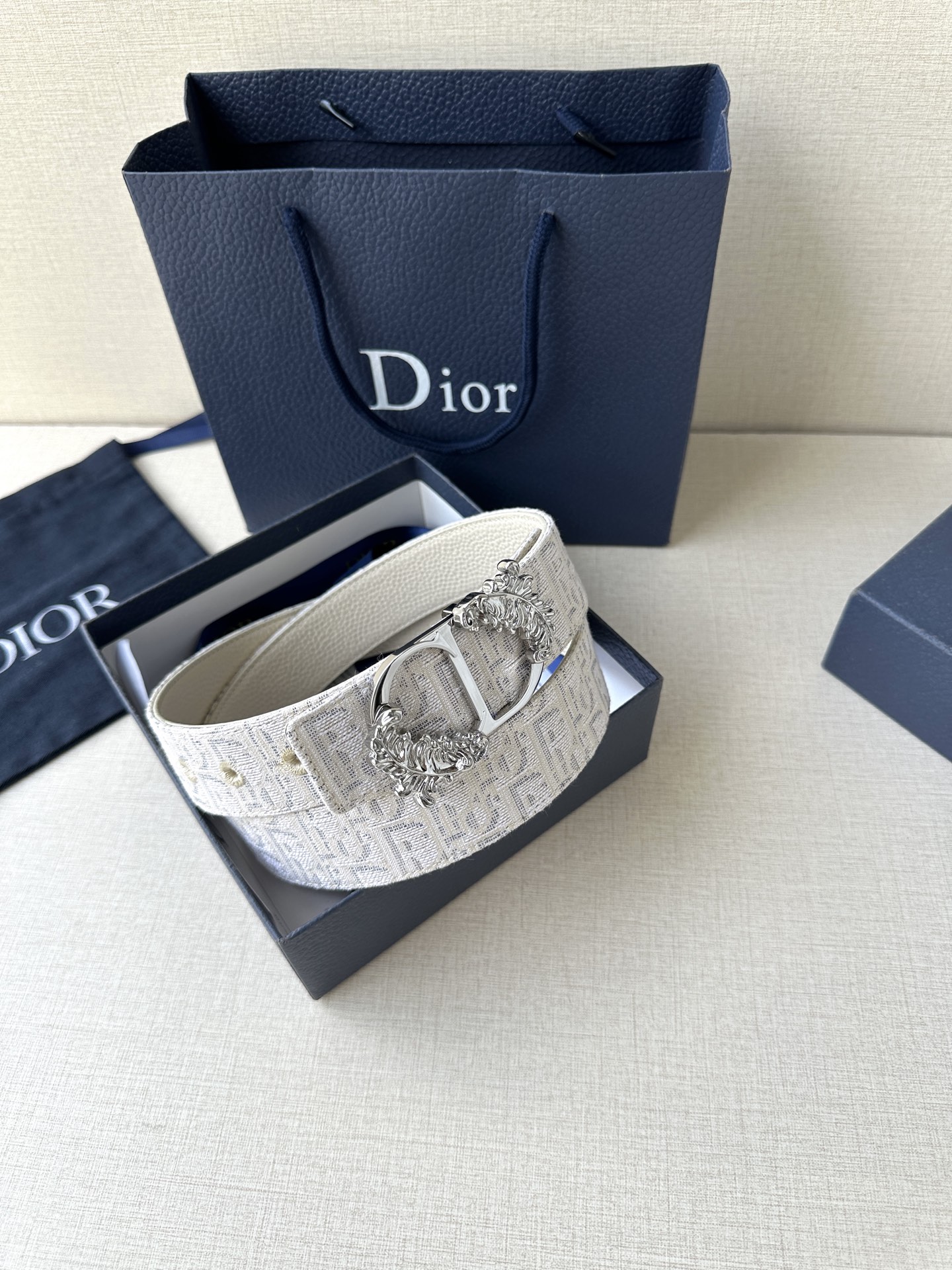 Dior Male Basic Belt Gold M-l