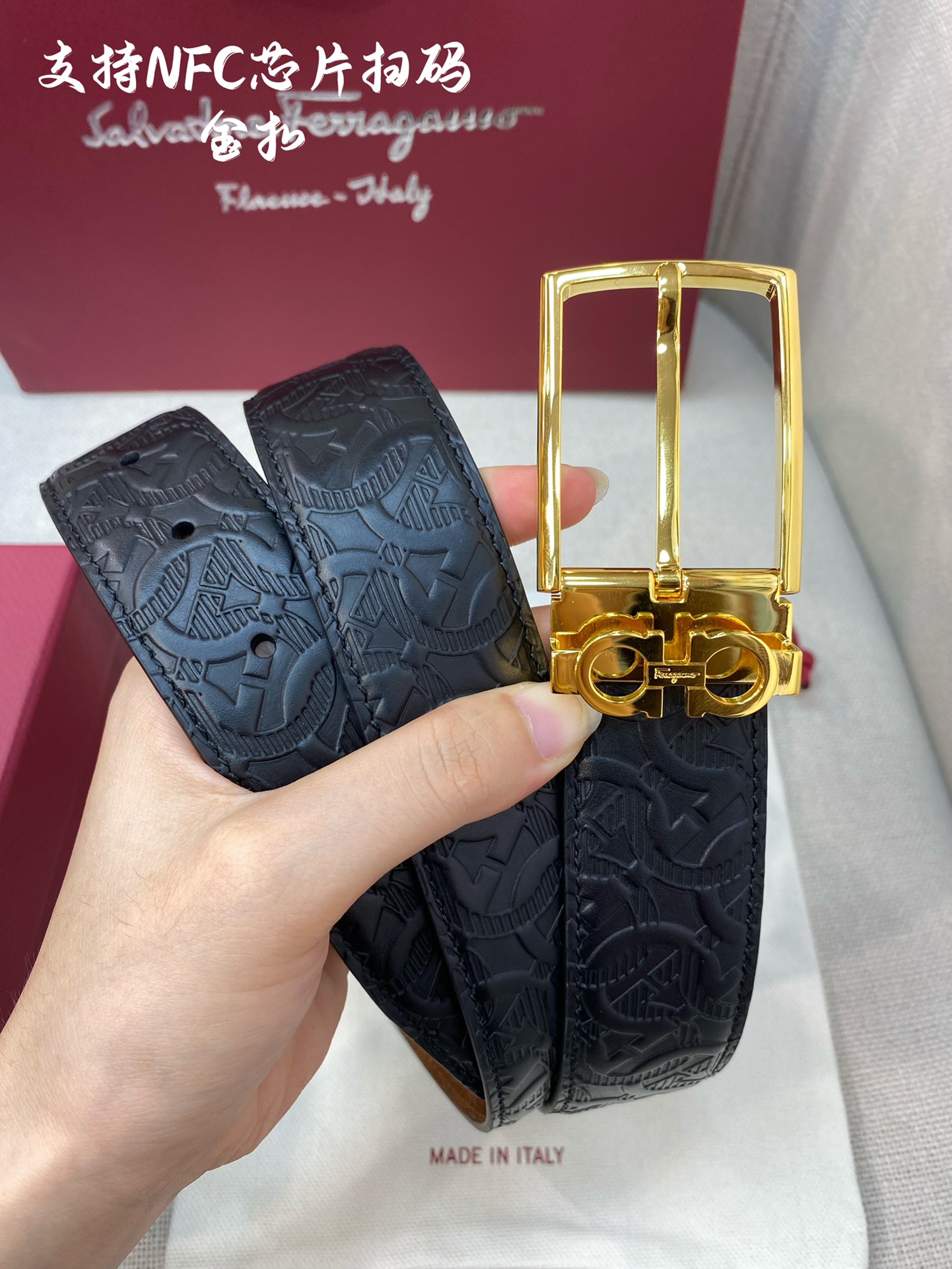 Salvatore Ferragamo Male Leather Belt Cow Leather M