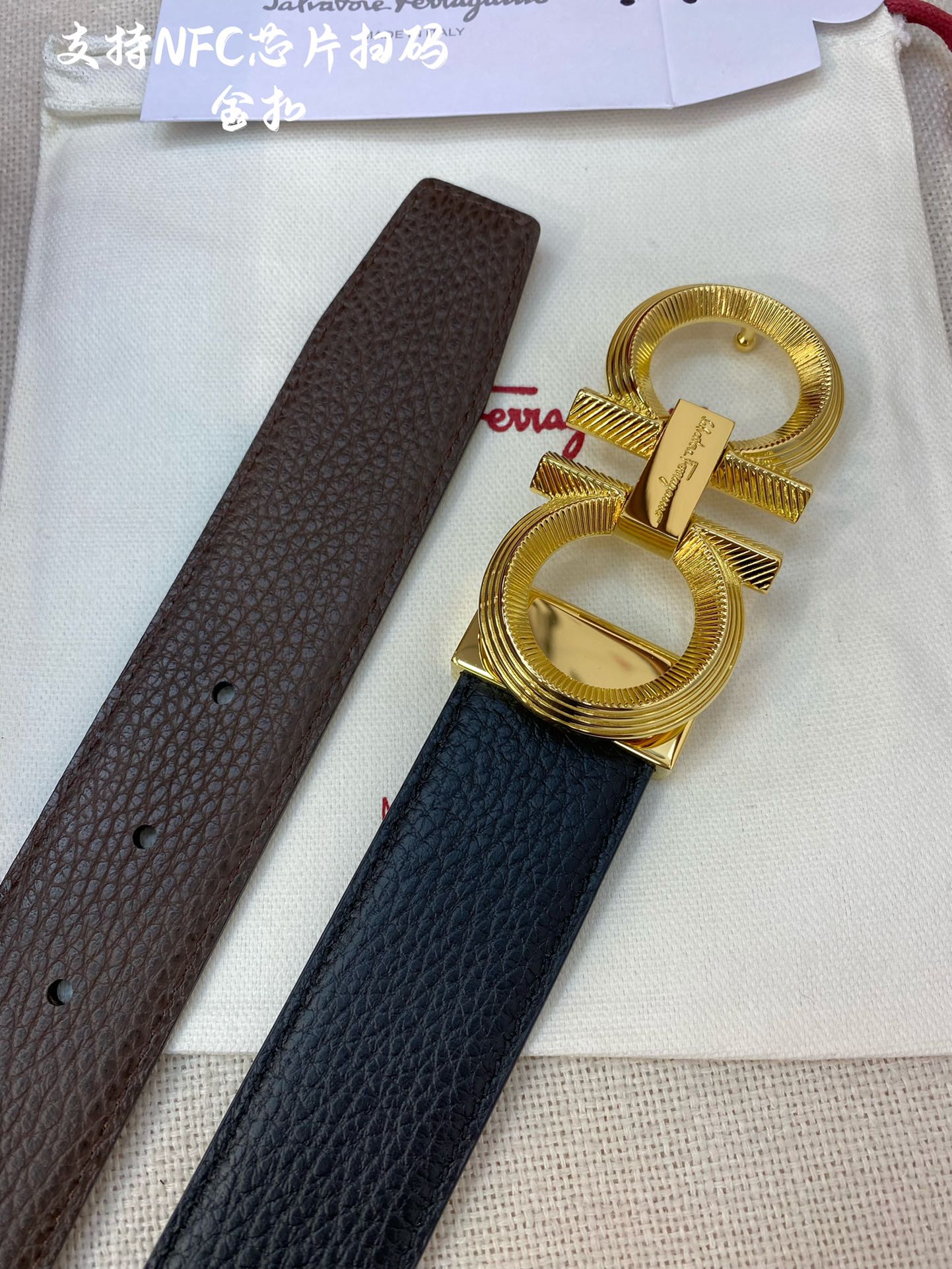 Salvatore Ferragamo Male Leather Belt Cow Leather M