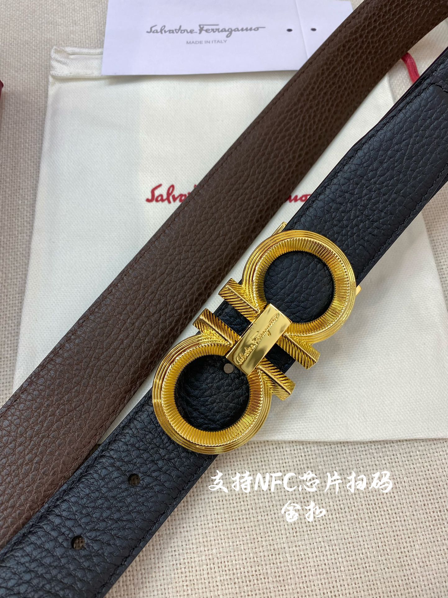 Salvatore Ferragamo Male Leather Belt Cow Leather M
