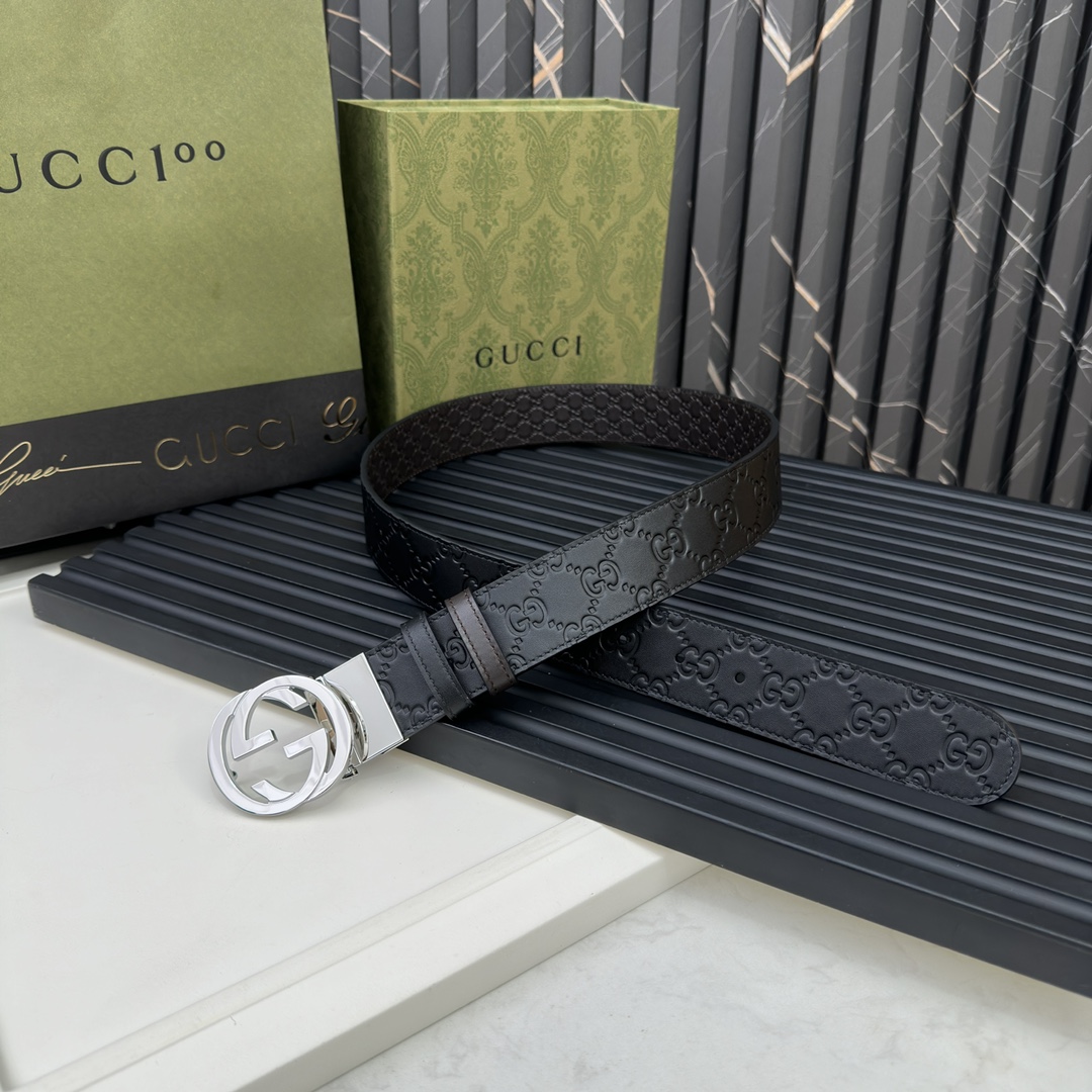 Gucci Male Leather Belt Top Grain Leather M