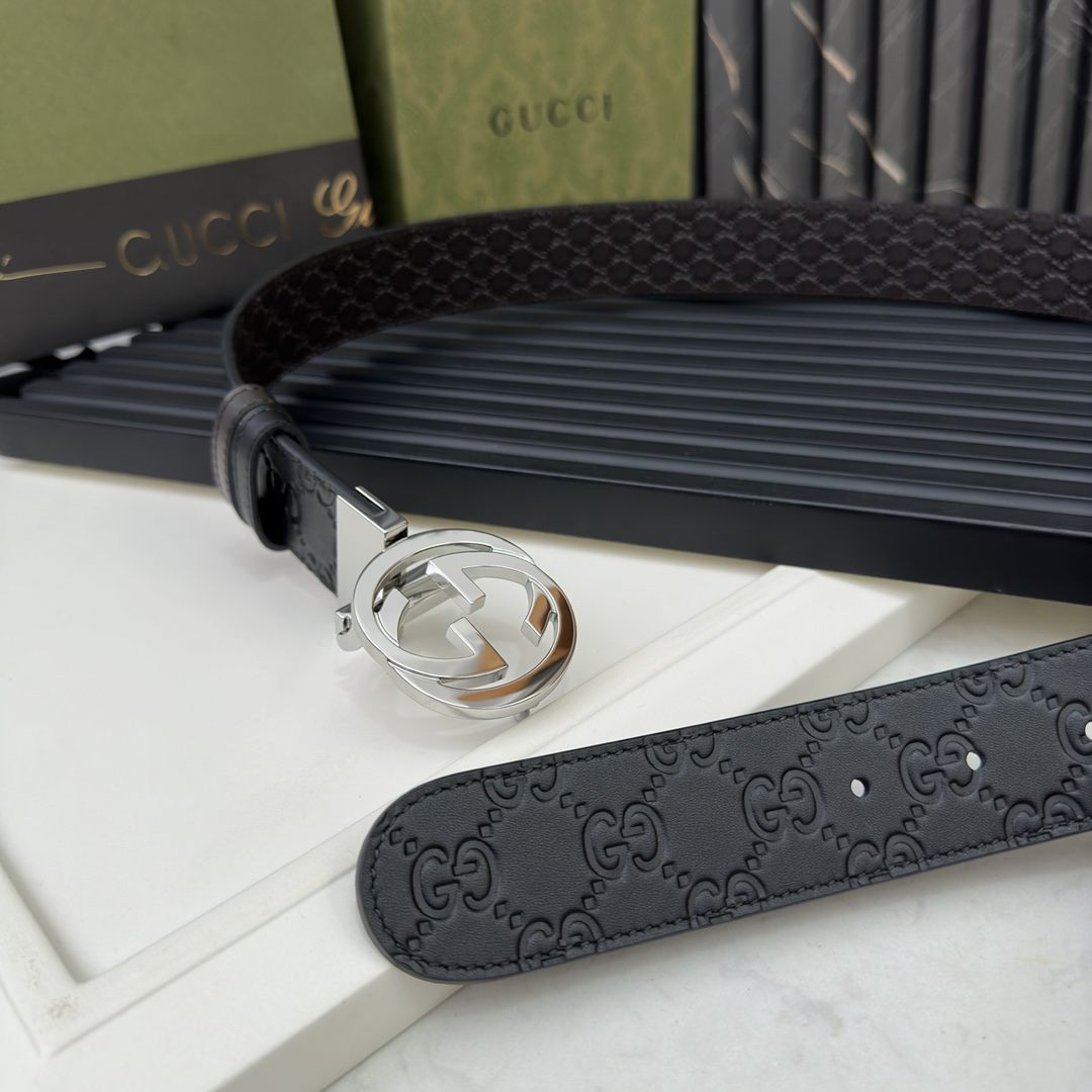 Gucci Male Leather Belt Top Grain Leather M