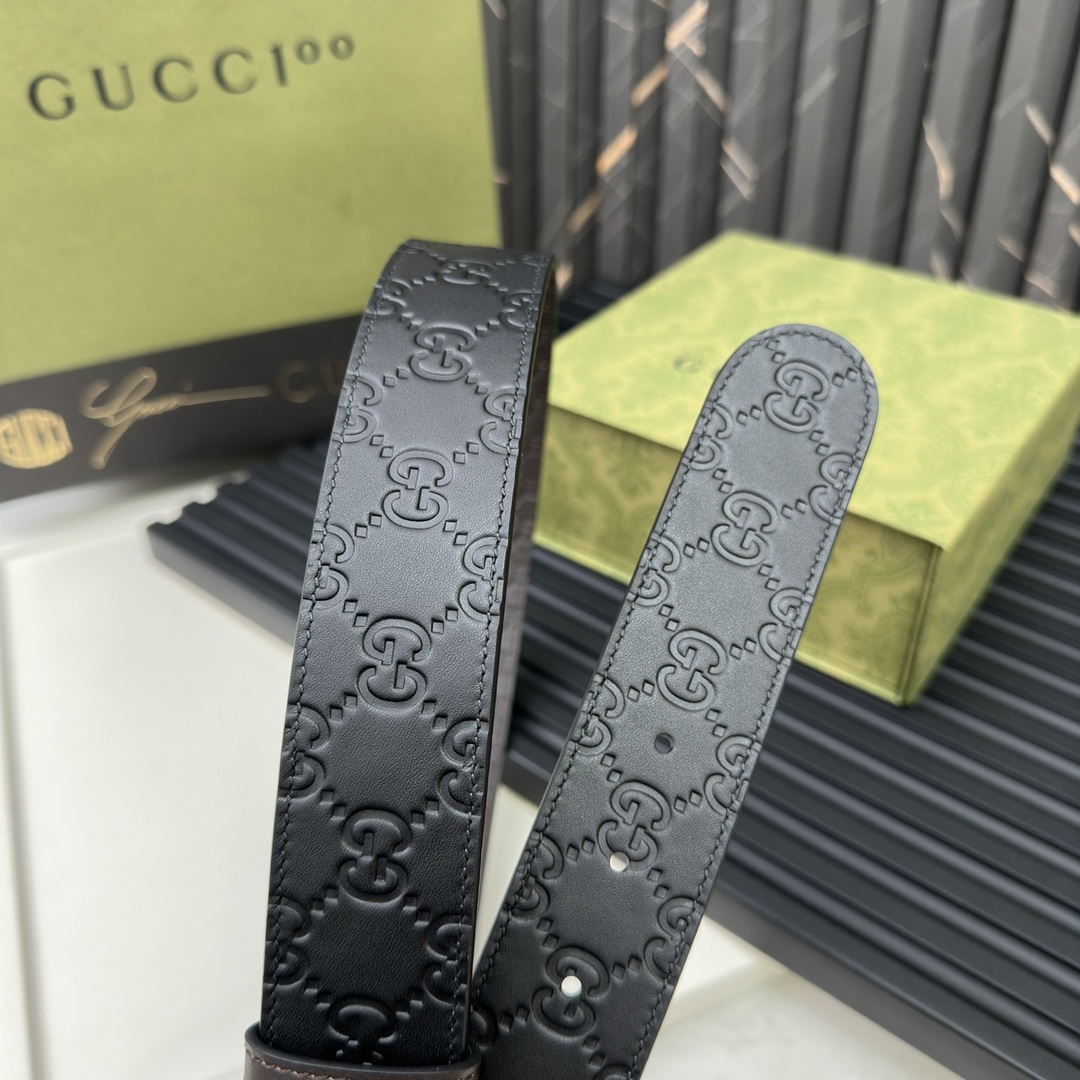 Gucci Male Leather Belt Top Grain Leather M
