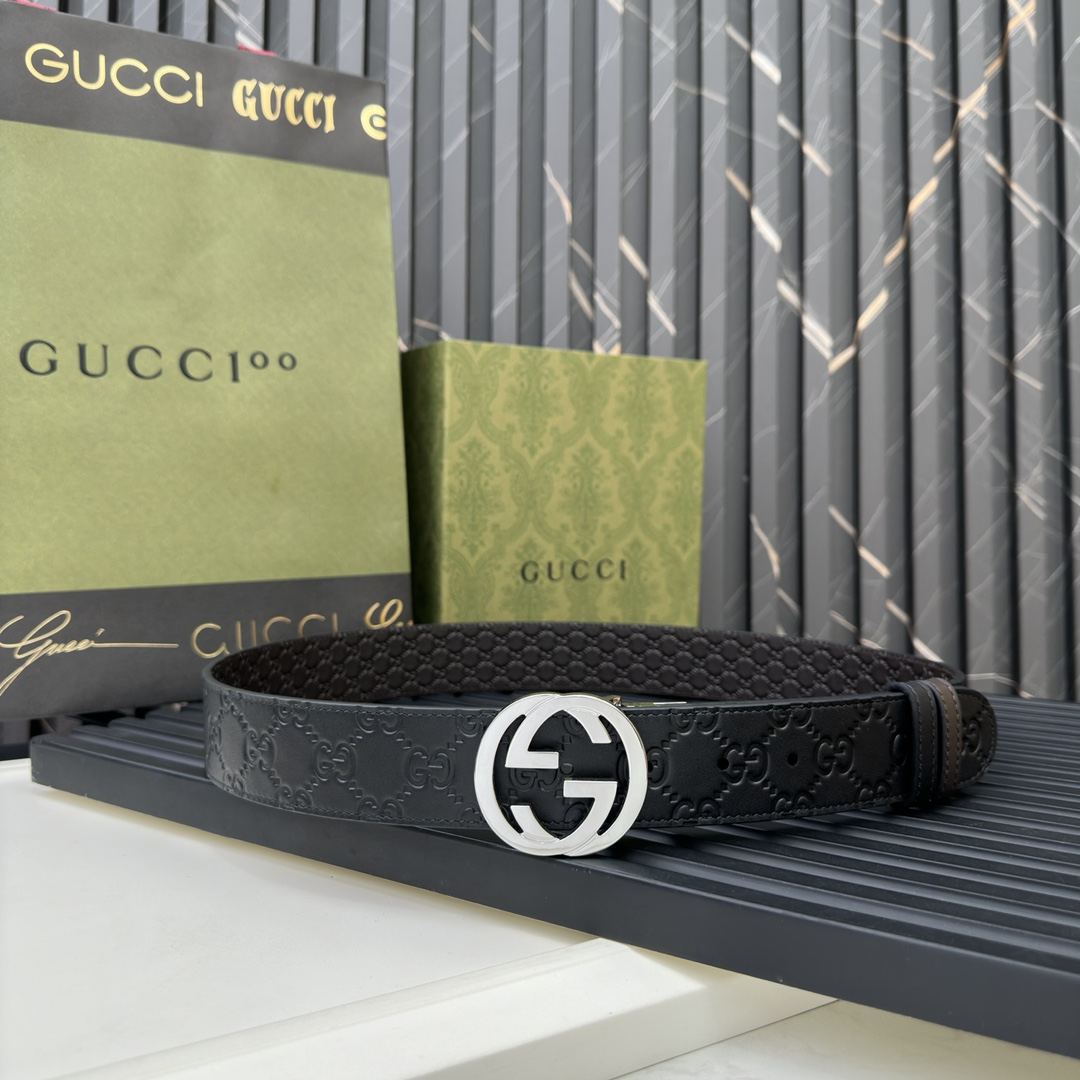 Gucci Male Leather Belt Top Grain Leather M