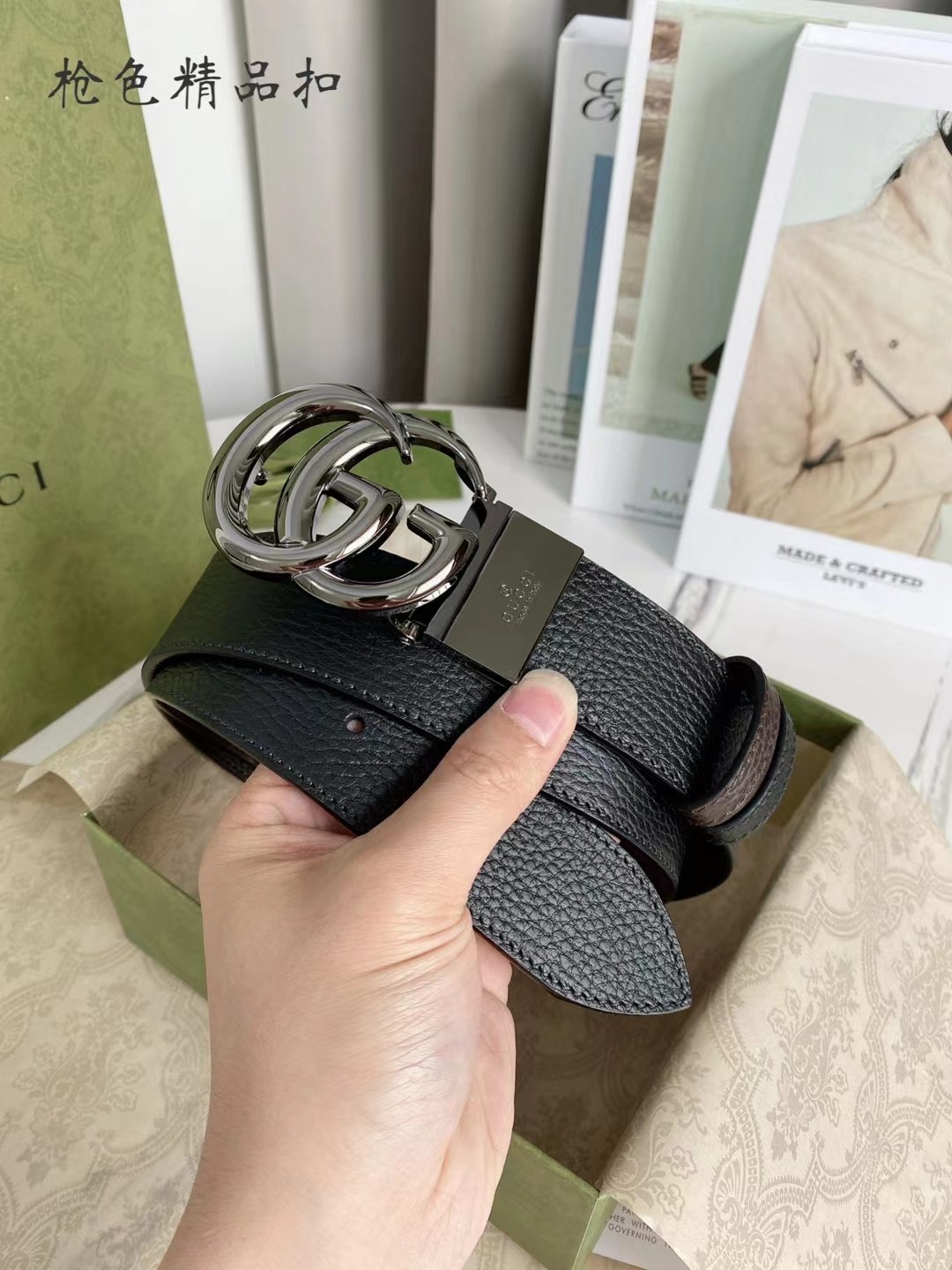 Gucci Male Leather Belt Top Grain Leather M