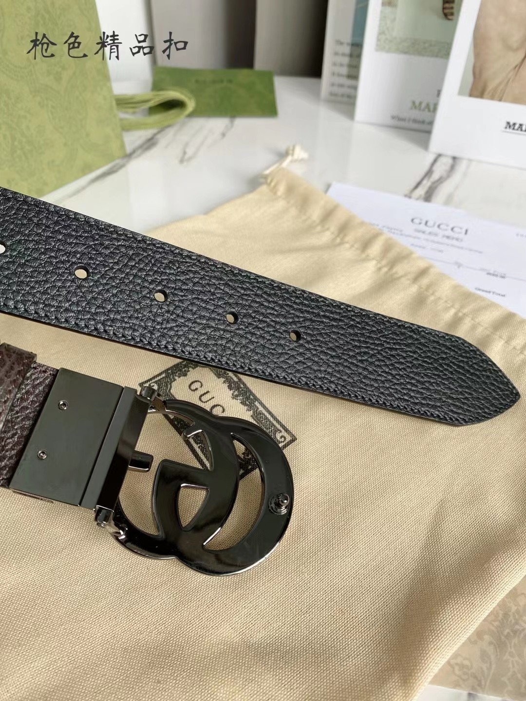 Gucci Male Leather Belt Top Grain Leather M