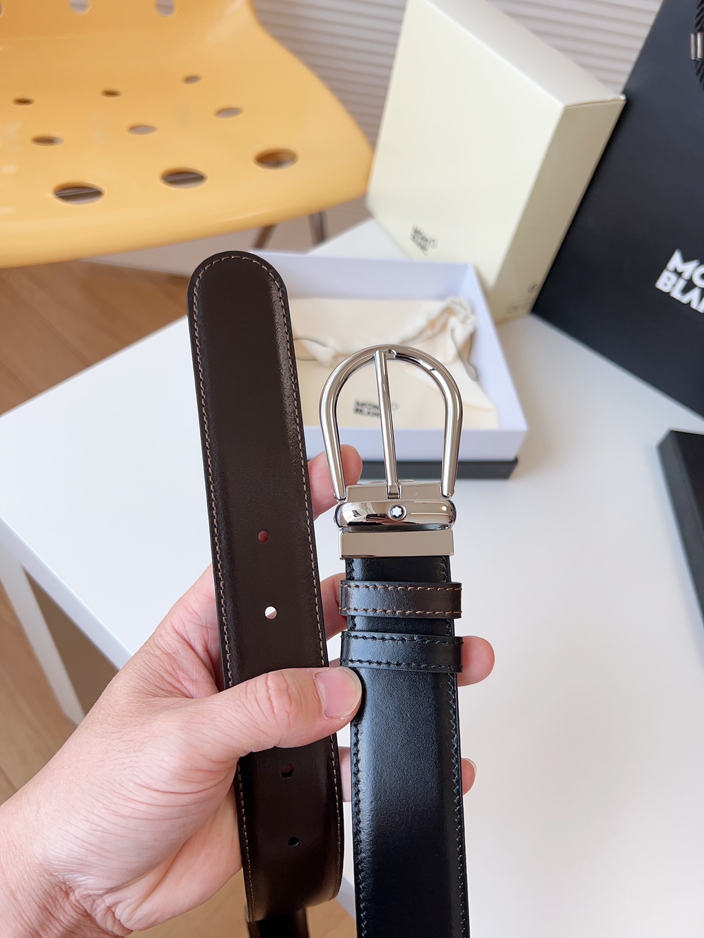 Montblanc Male Leather Belt 35mm