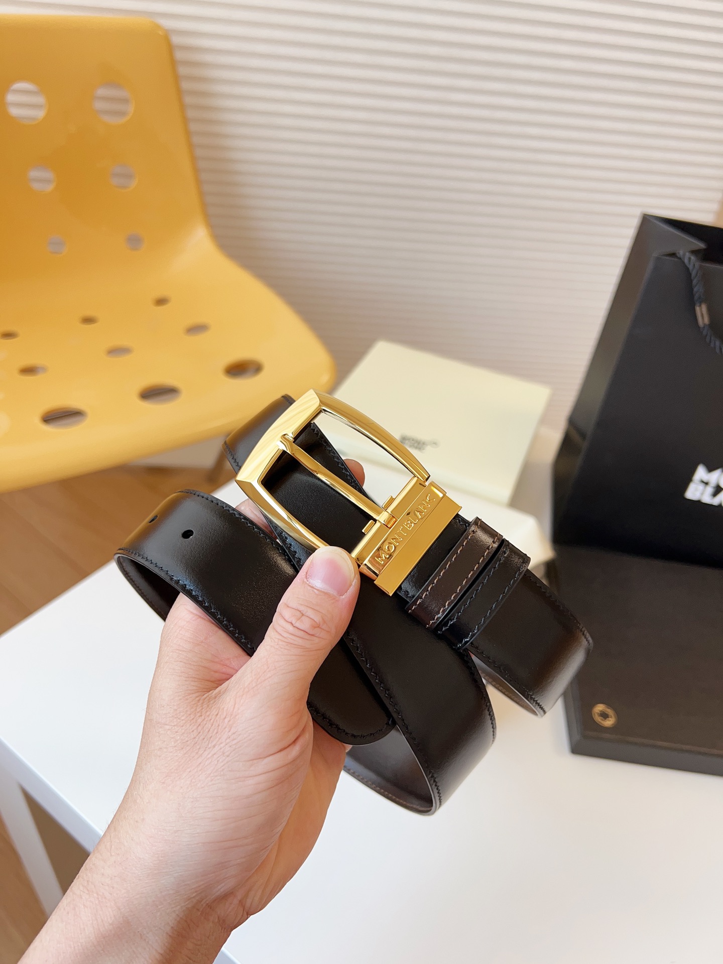 Montblanc Male Leather Belt 35mm