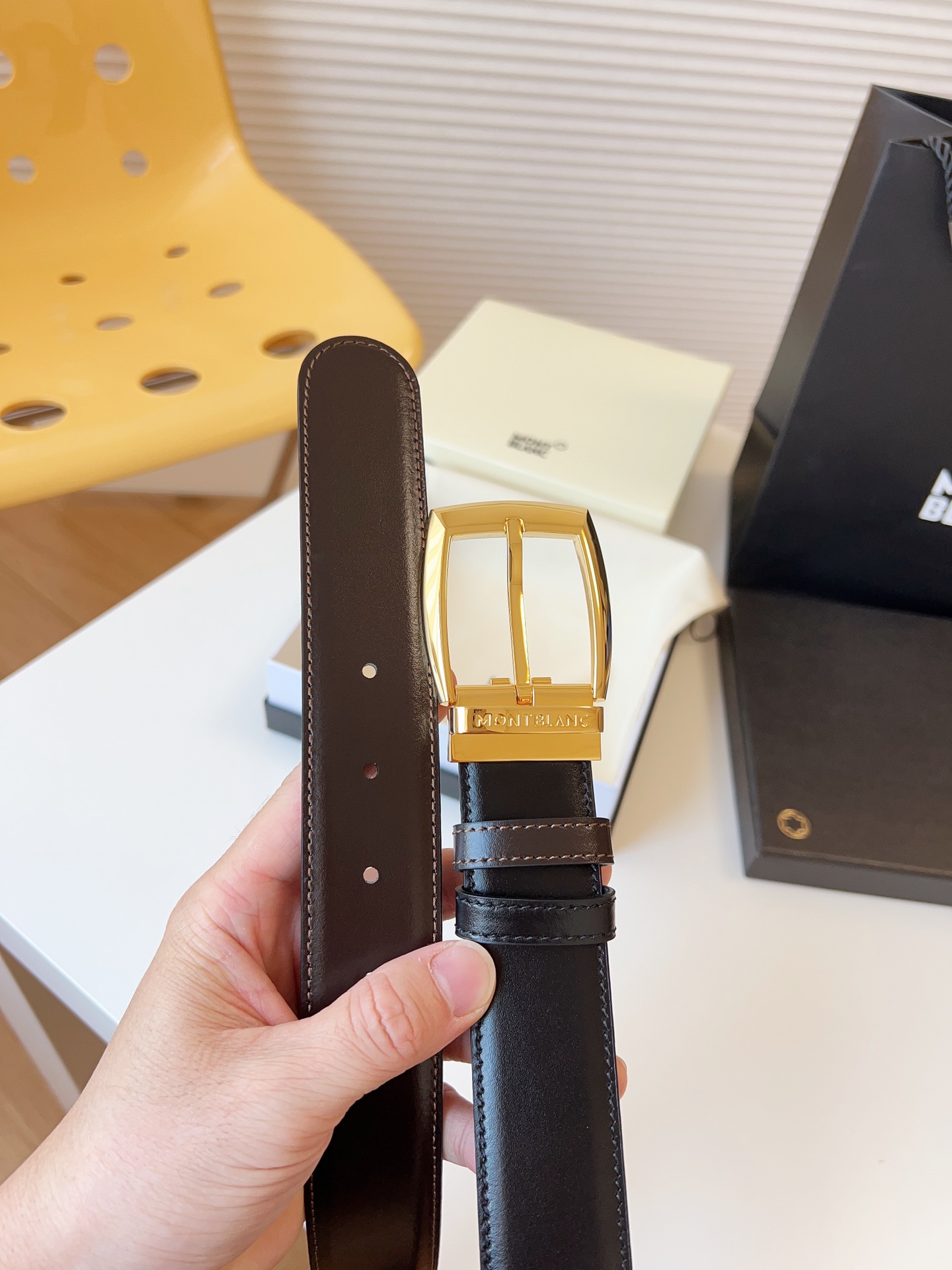 Montblanc Male Leather Belt 35mm