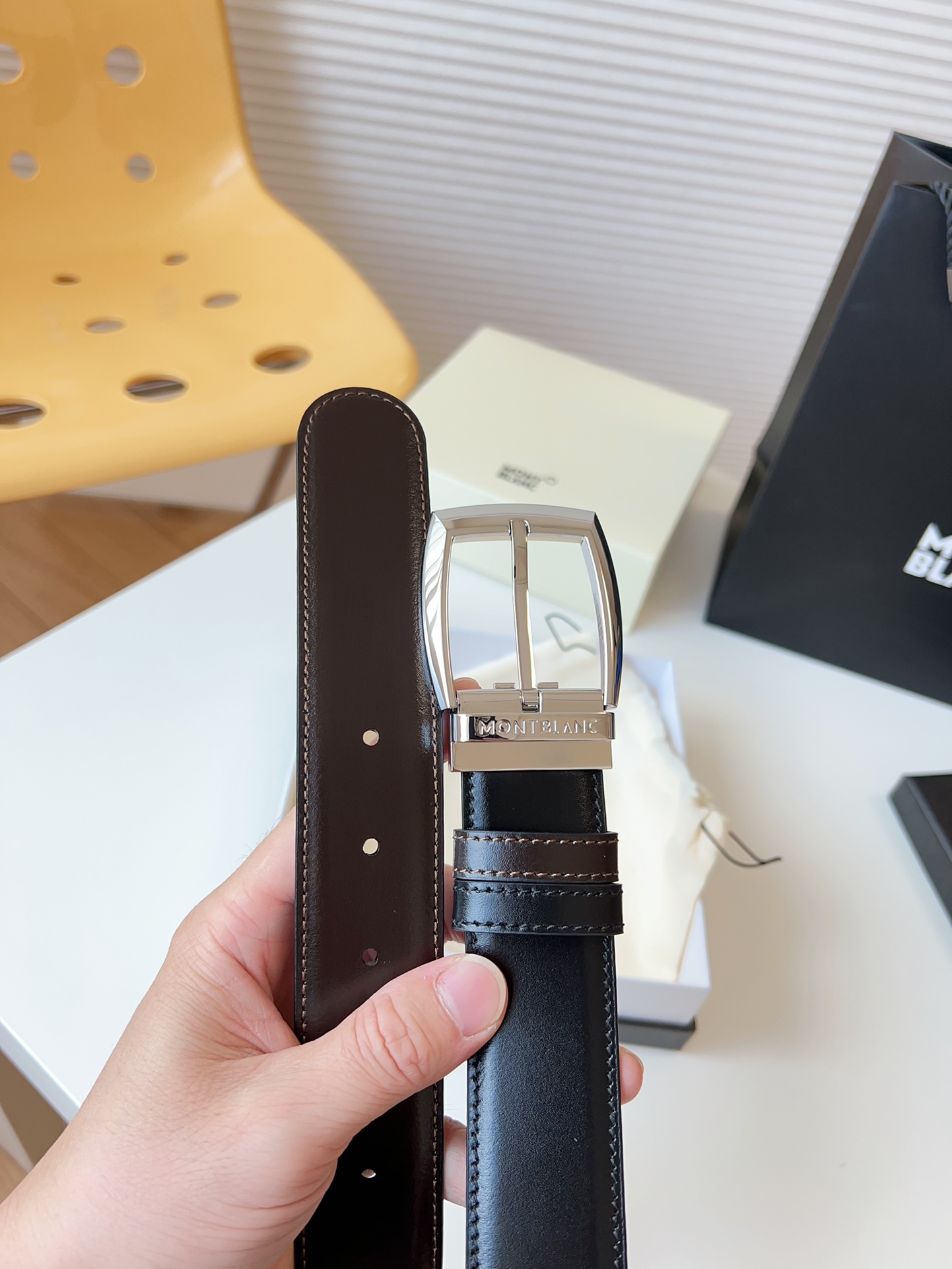 Montblanc Male Leather Belt 35mm