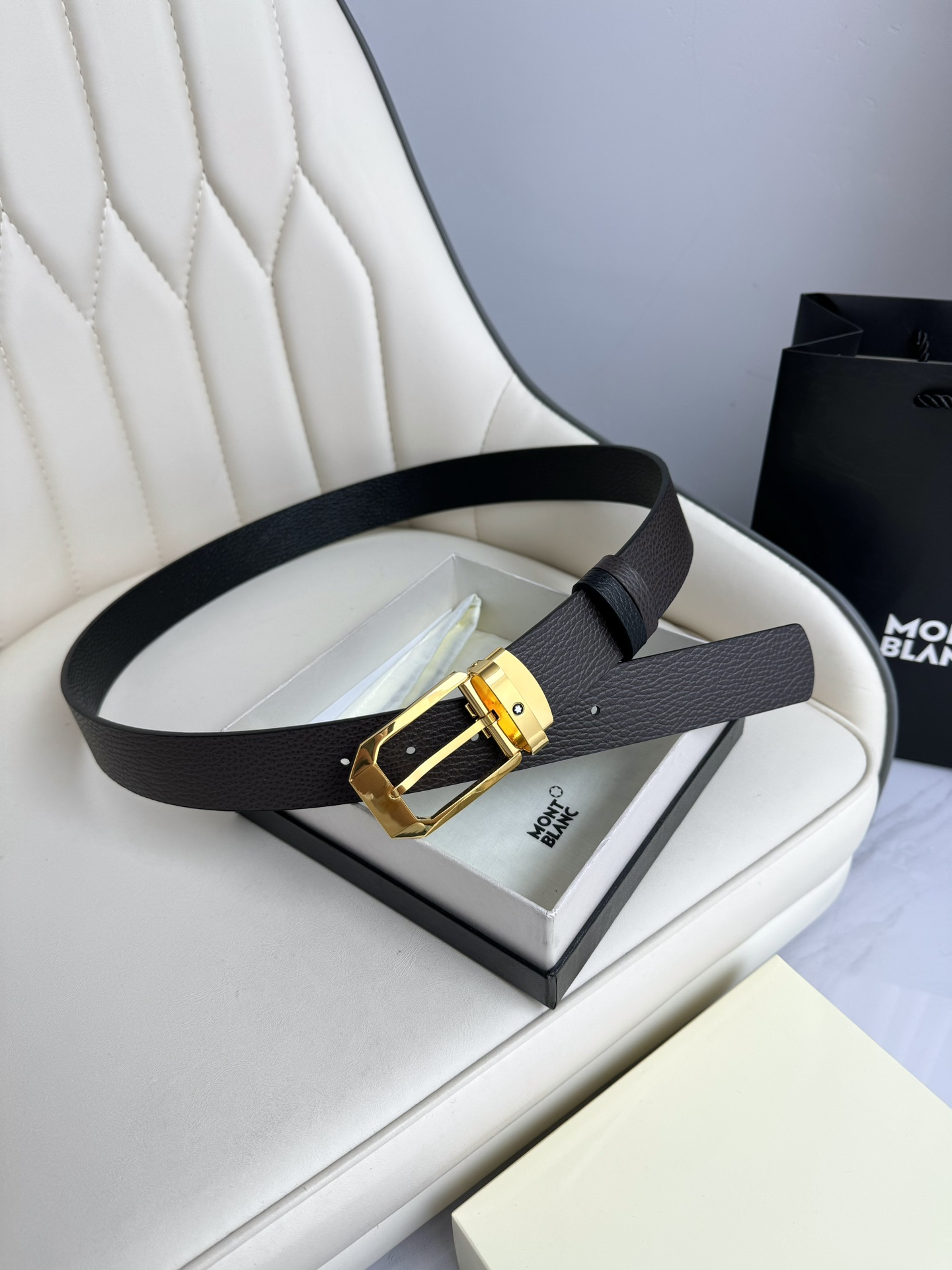 Montblanc Male Leather Belt Top Grain Leather M-l