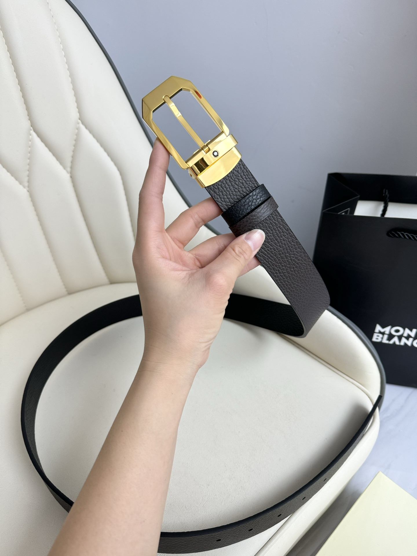 Montblanc Male Leather Belt Top Grain Leather M-l