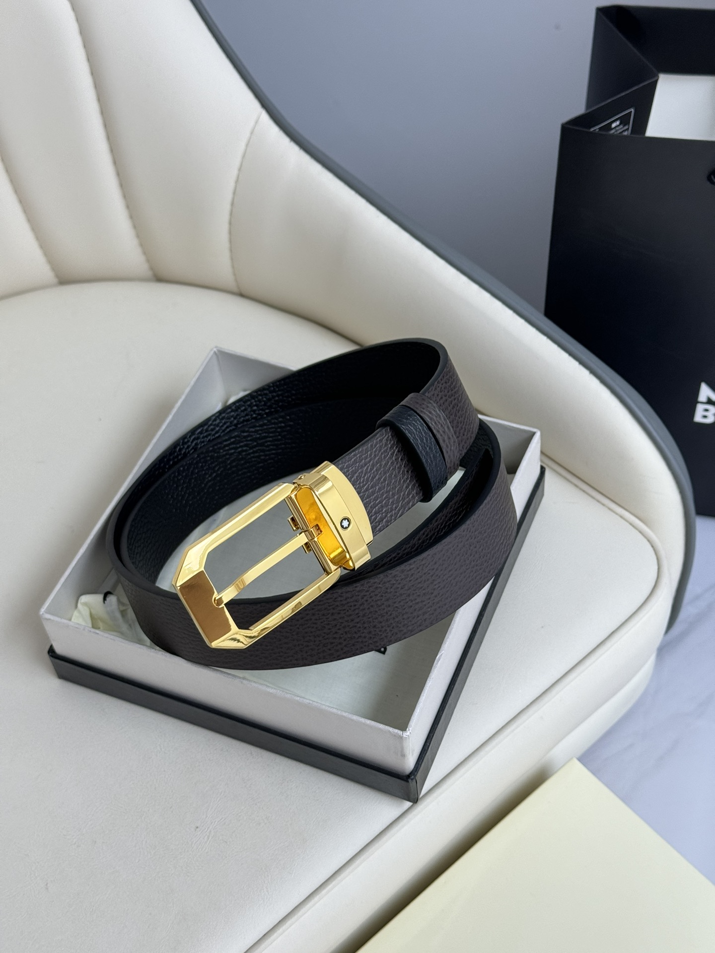 Montblanc Male Leather Belt Top Grain Leather M-l