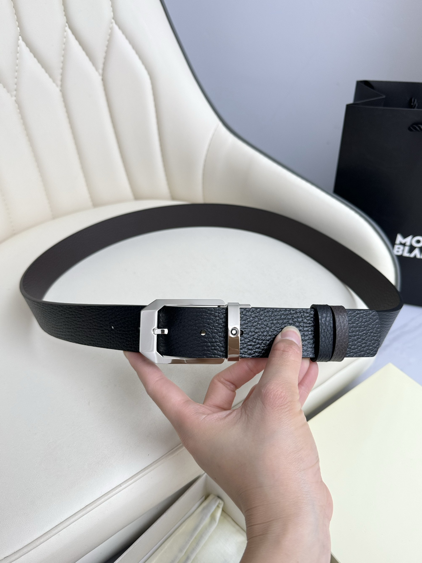 Montblanc Male Leather Belt Top Grain Leather M-l