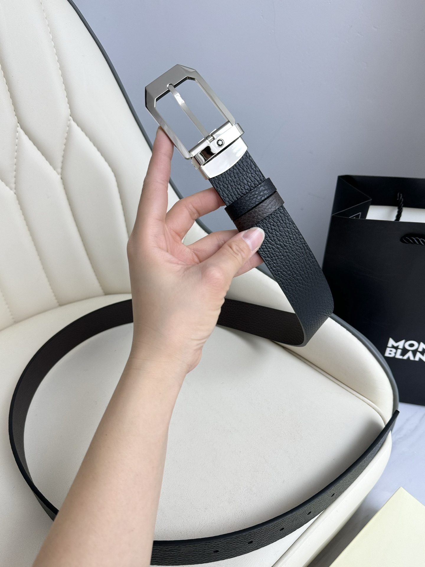 Montblanc Male Leather Belt Top Grain Leather M-l