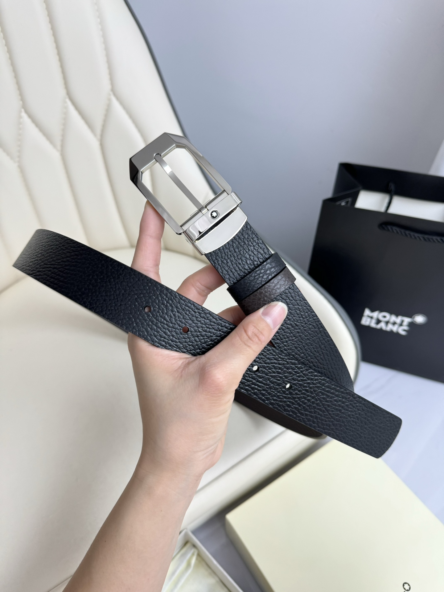 Montblanc Male Leather Belt Top Grain Leather M-l