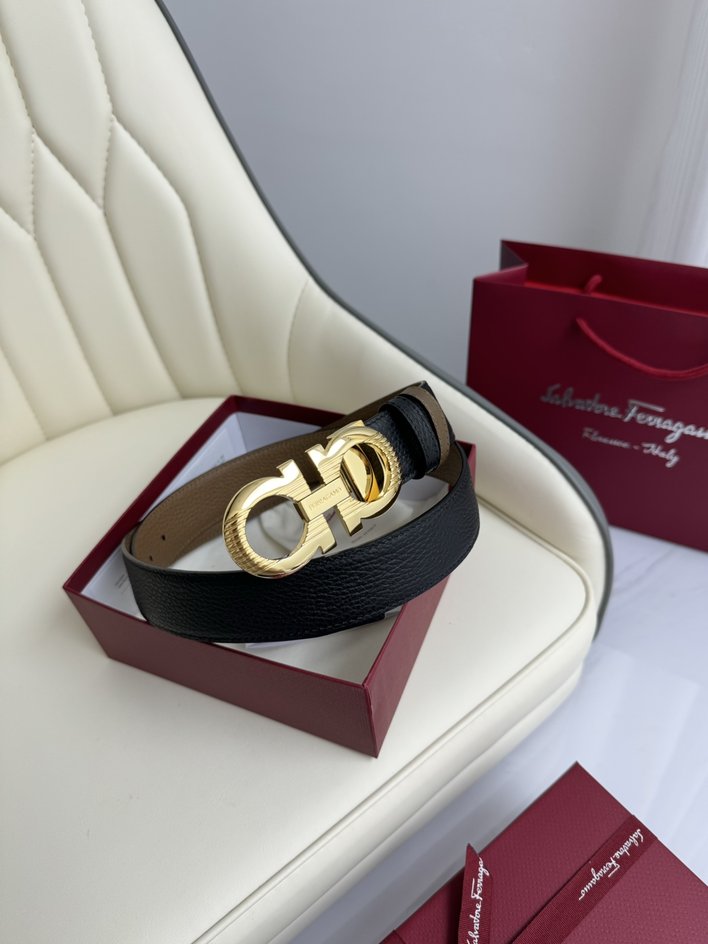 Salvatore Ferragamo Male Leather Belt Top Grain Leather