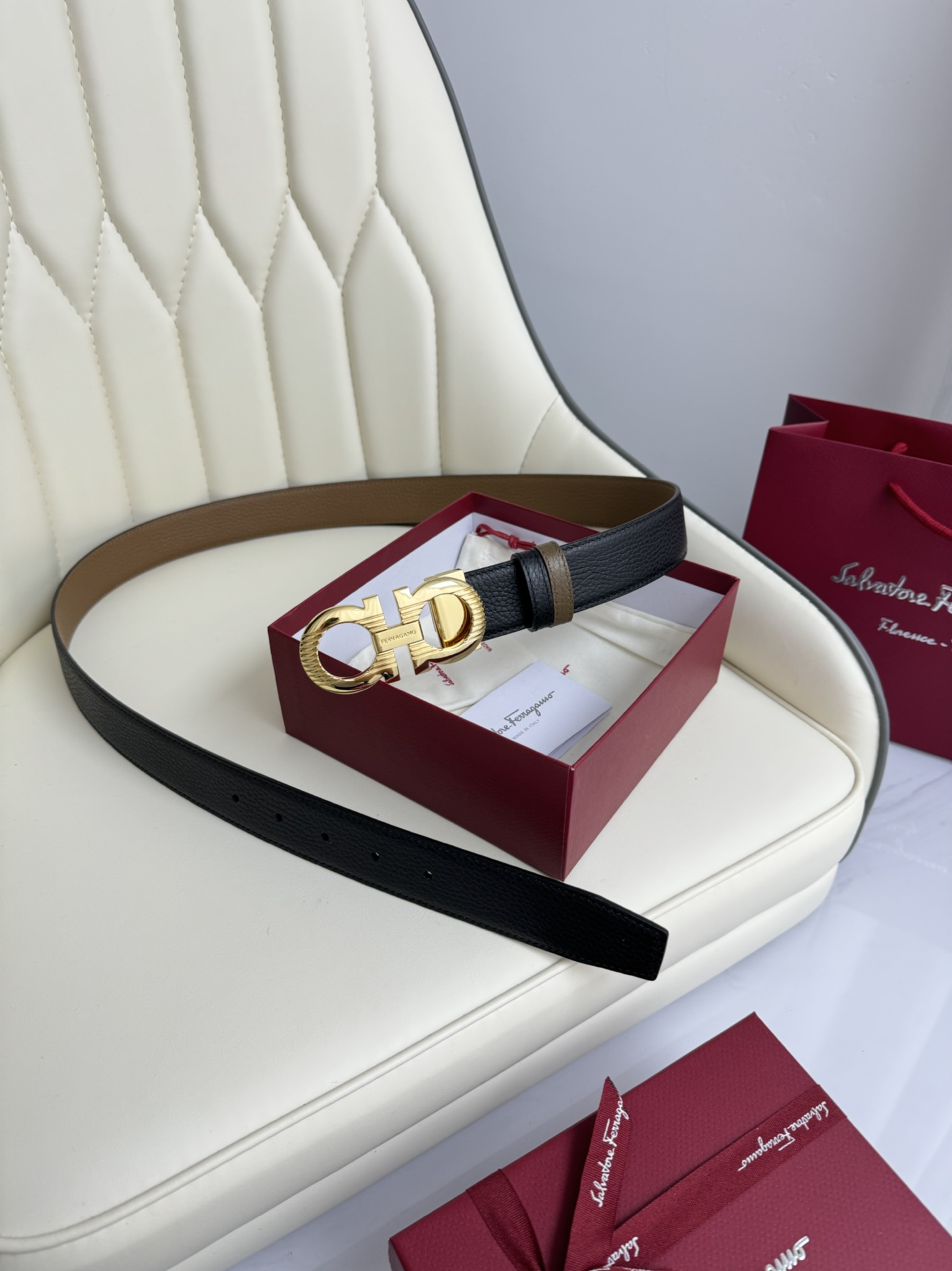 Salvatore Ferragamo Male Leather Belt Top Grain Leather