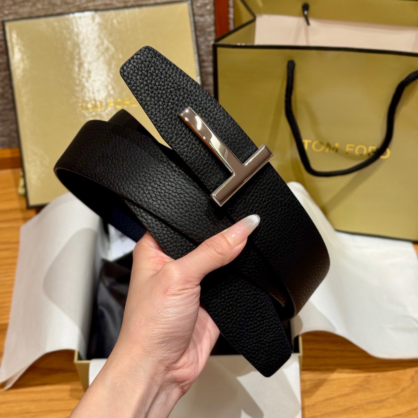 Tom Ford Male Leather Belt Cow Leather L